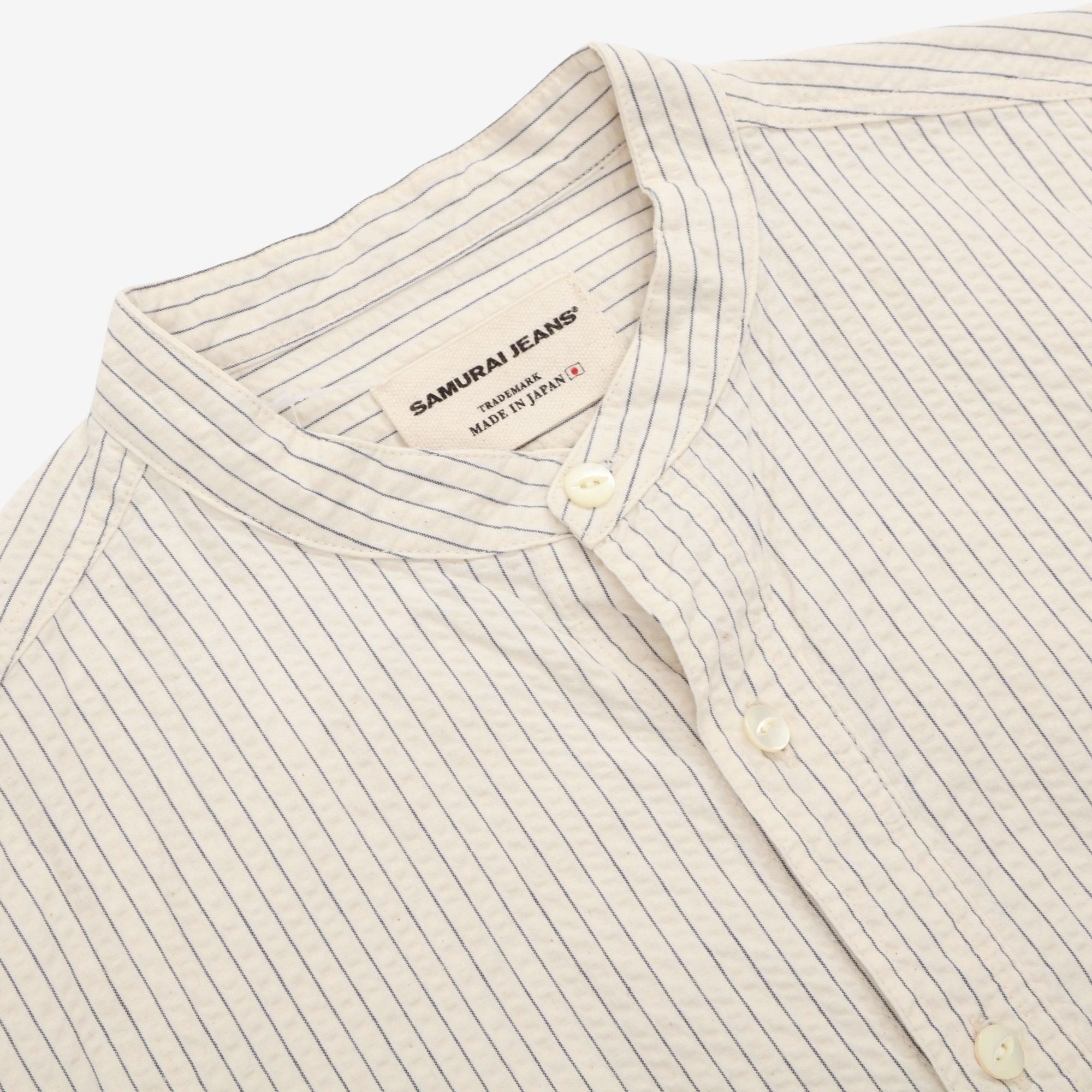 Collarless Seersucker Shirt