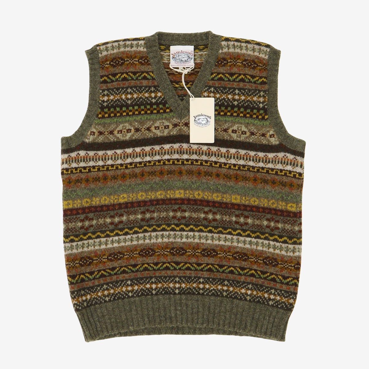 トップス JAMIESON`S / Fairsile V-Neck Knit Vest Jamieson's The Duke Fair Isle v-neck sweater vest, greige, orange