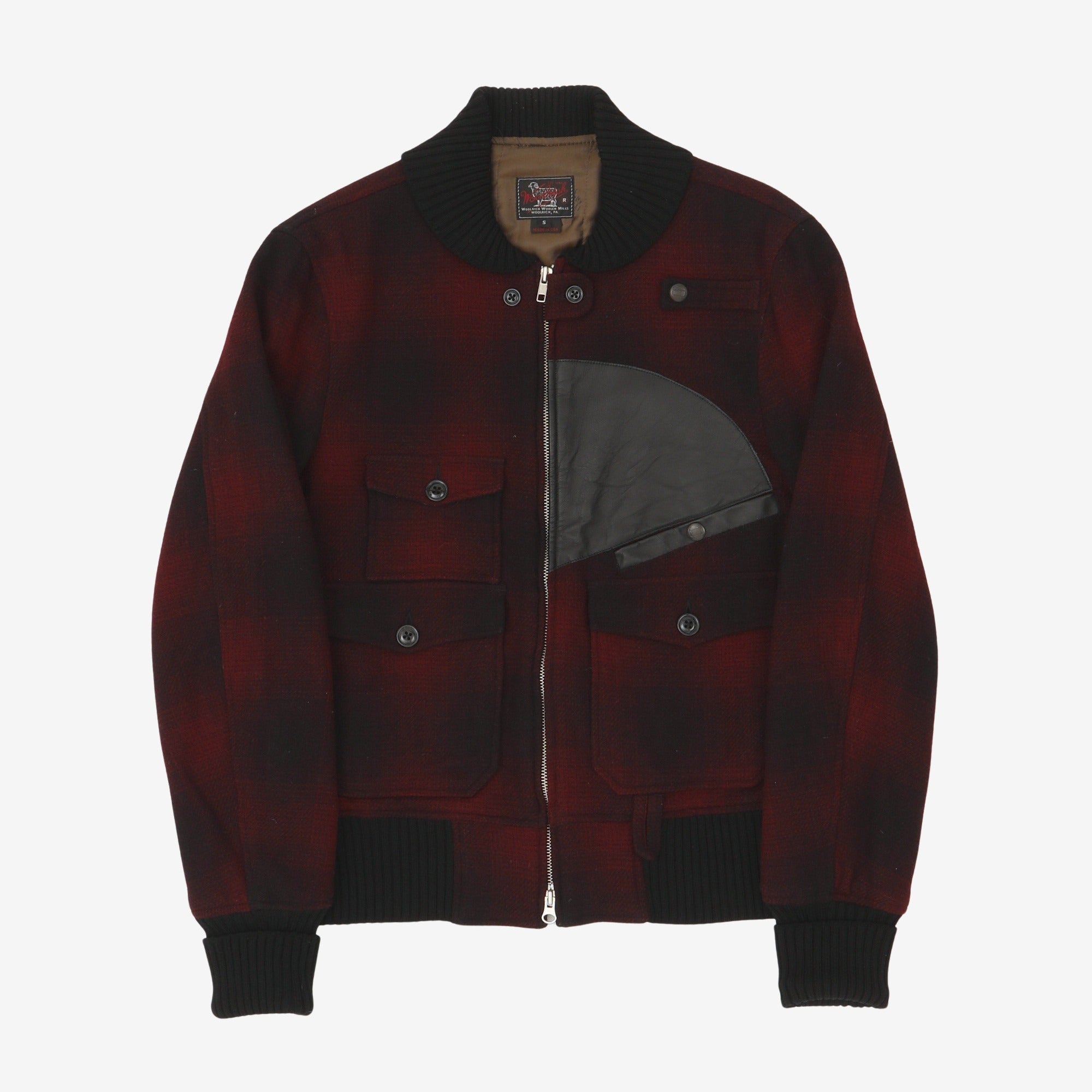 Leather Patch Wool Bomber