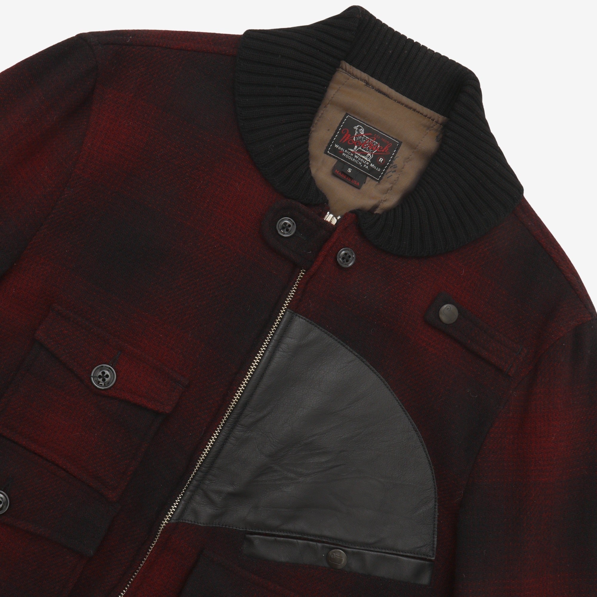 Leather Patch Wool Bomber