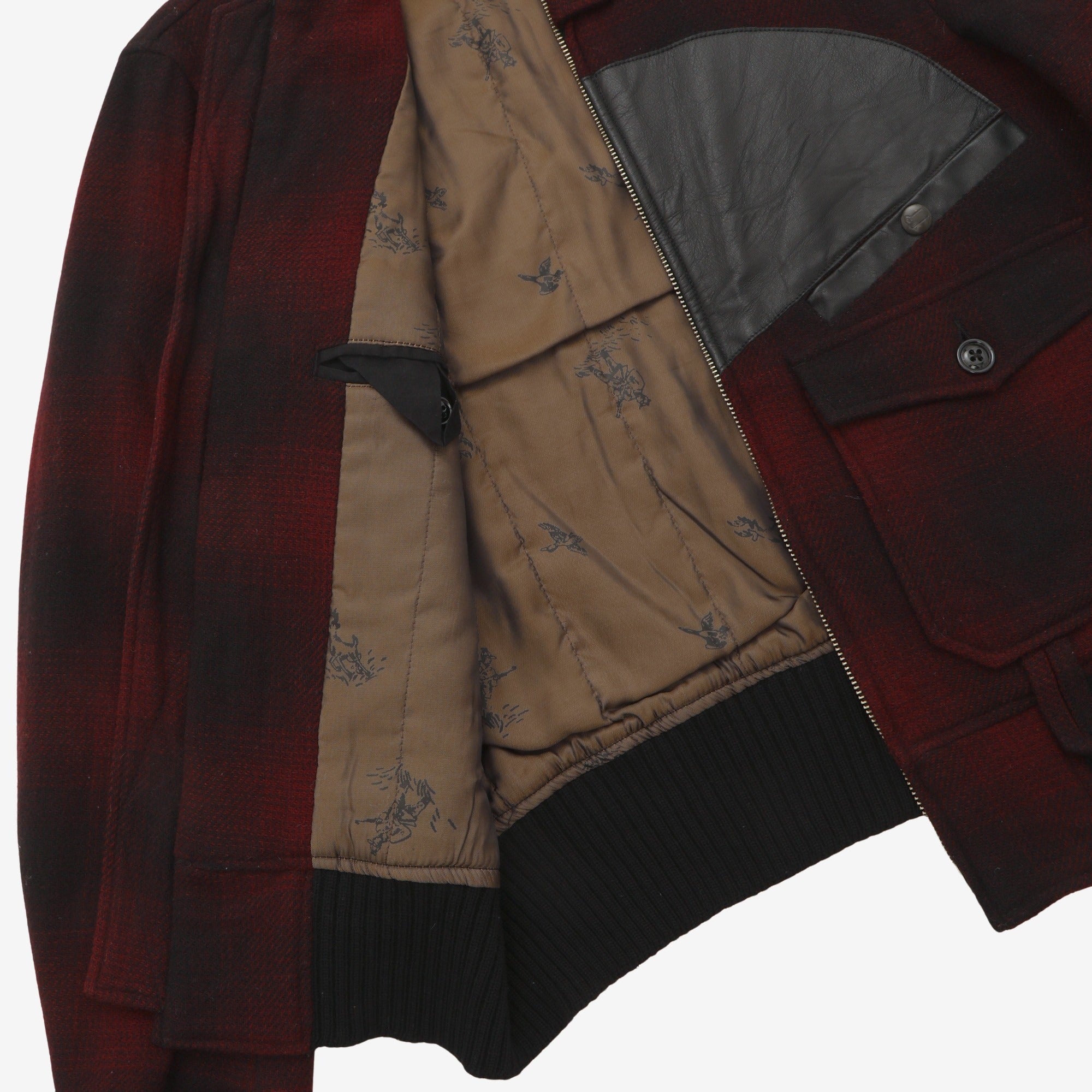 Leather Patch Wool Bomber