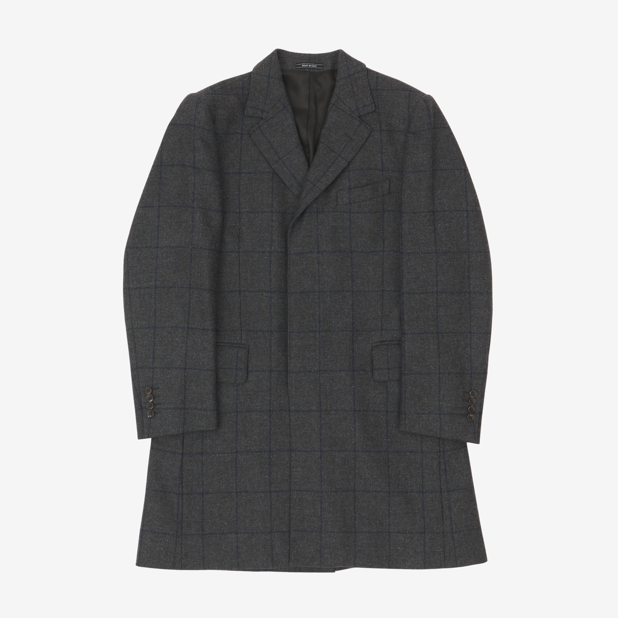 Wool Check Overcoat