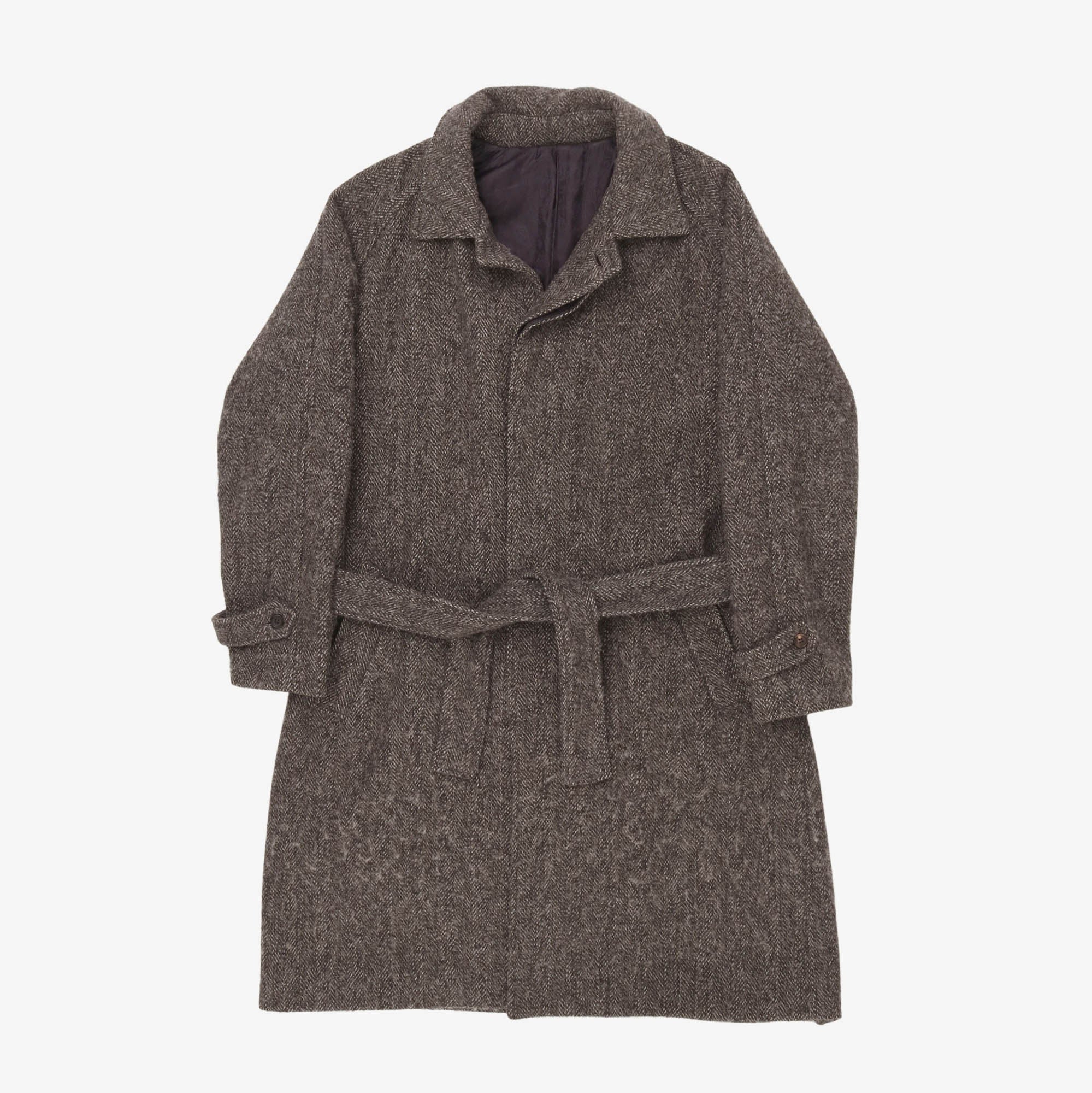 Belted Wool Raglan Overcoat