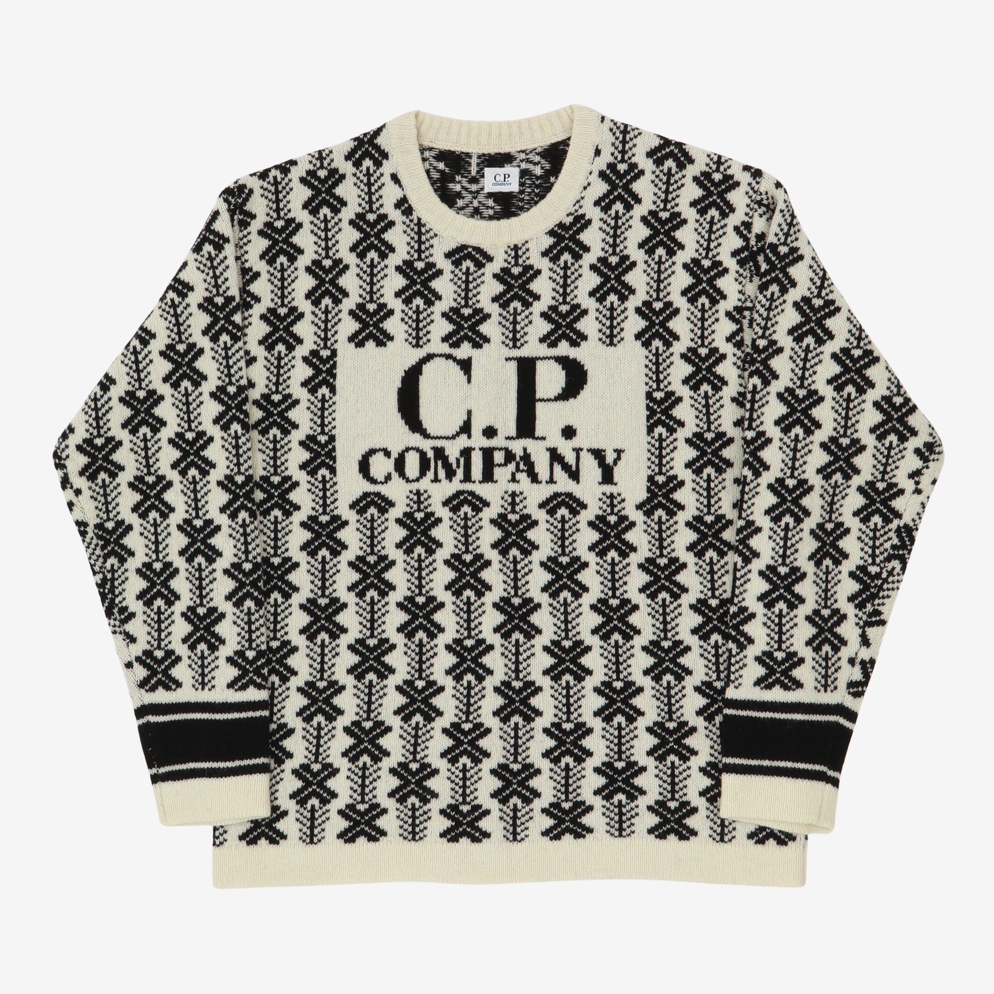 Wool Jacquard Knit logo Sweater