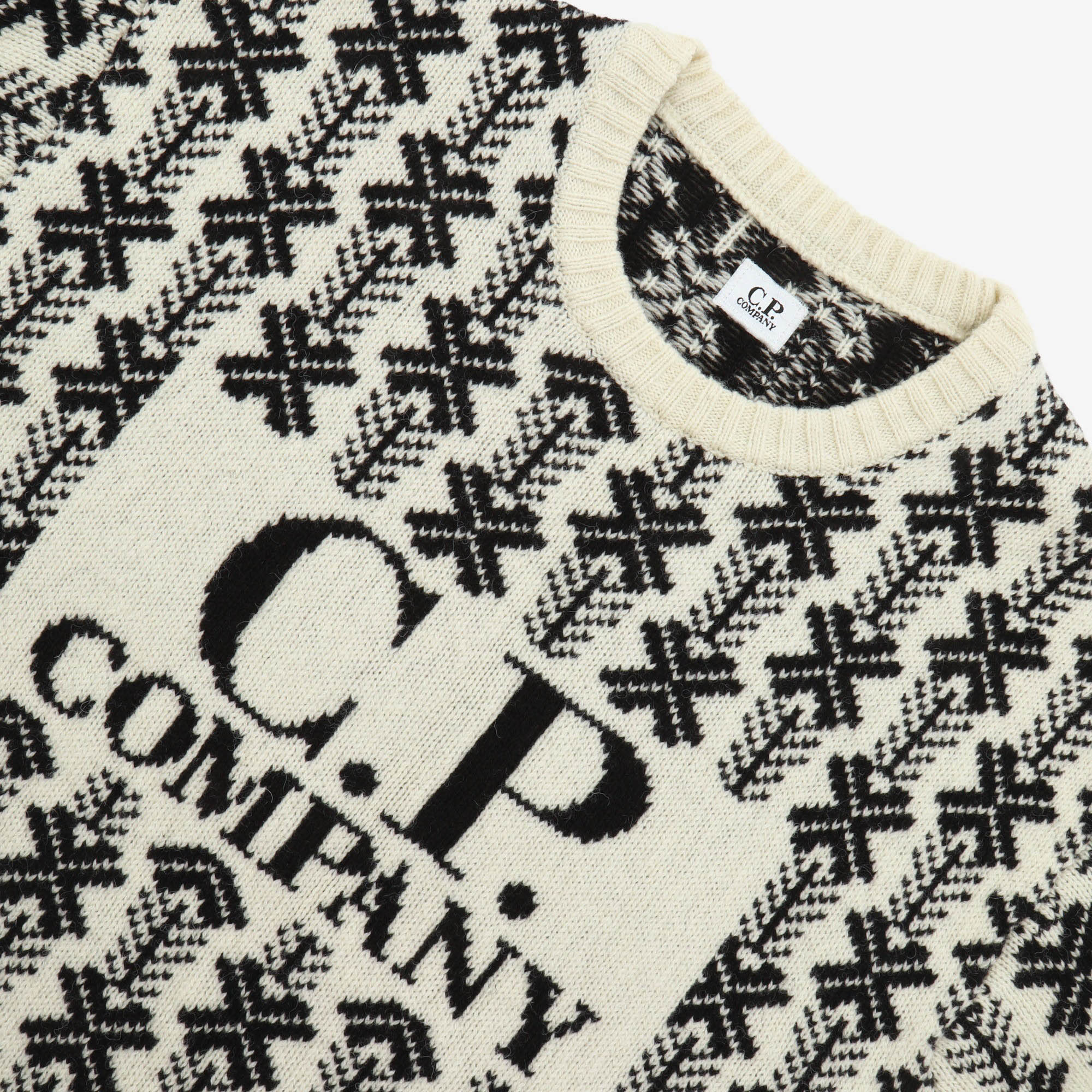 Wool Jacquard Knit logo Sweater