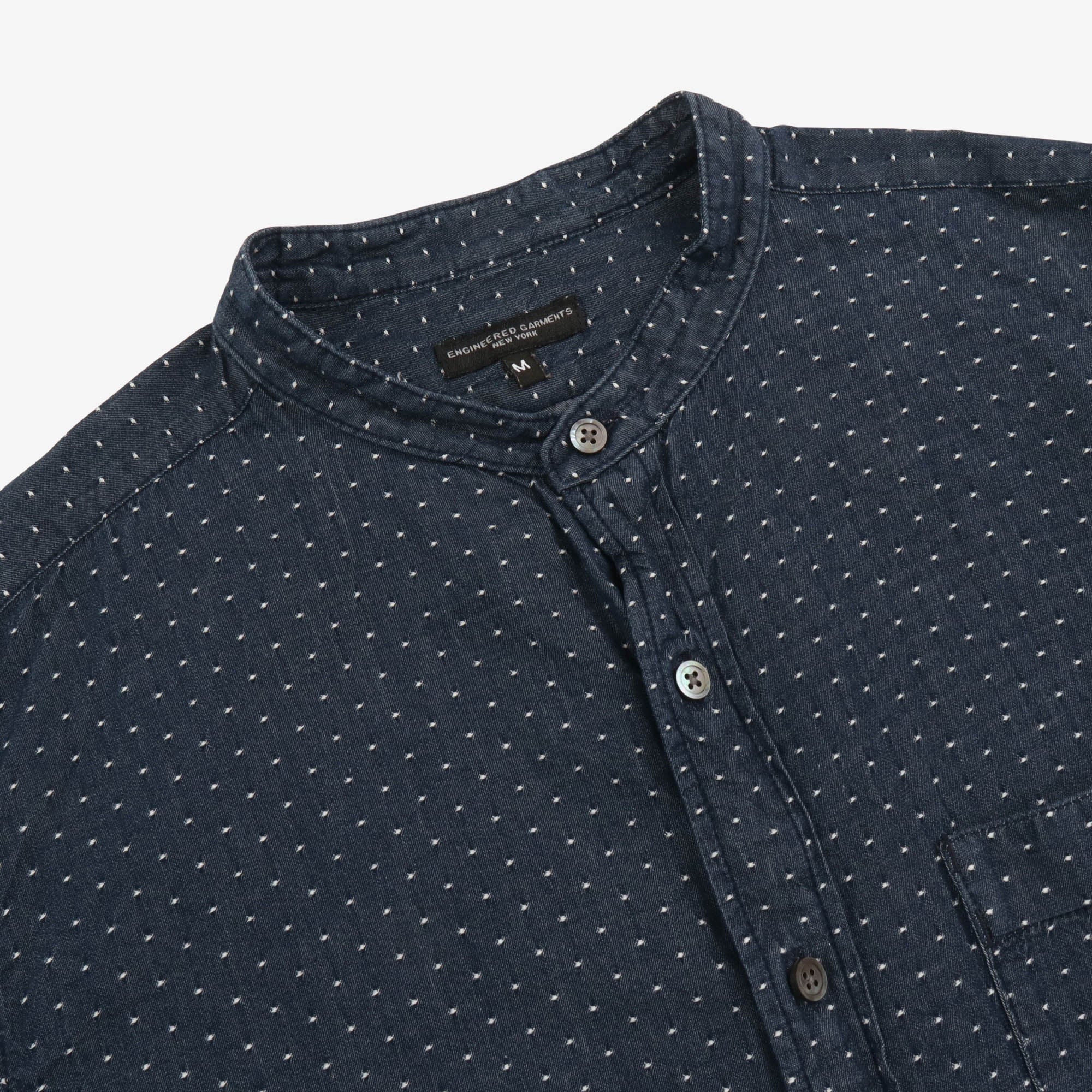 Polka Dot Branded Collar Shirt