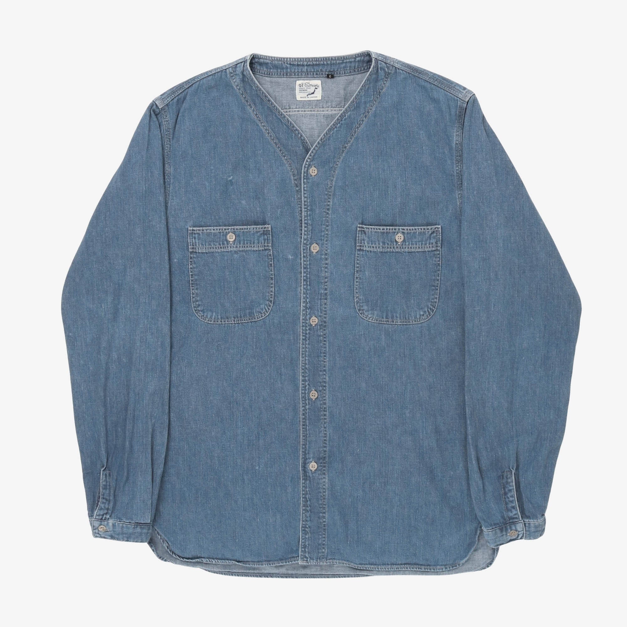 No Collar Denim Shirt