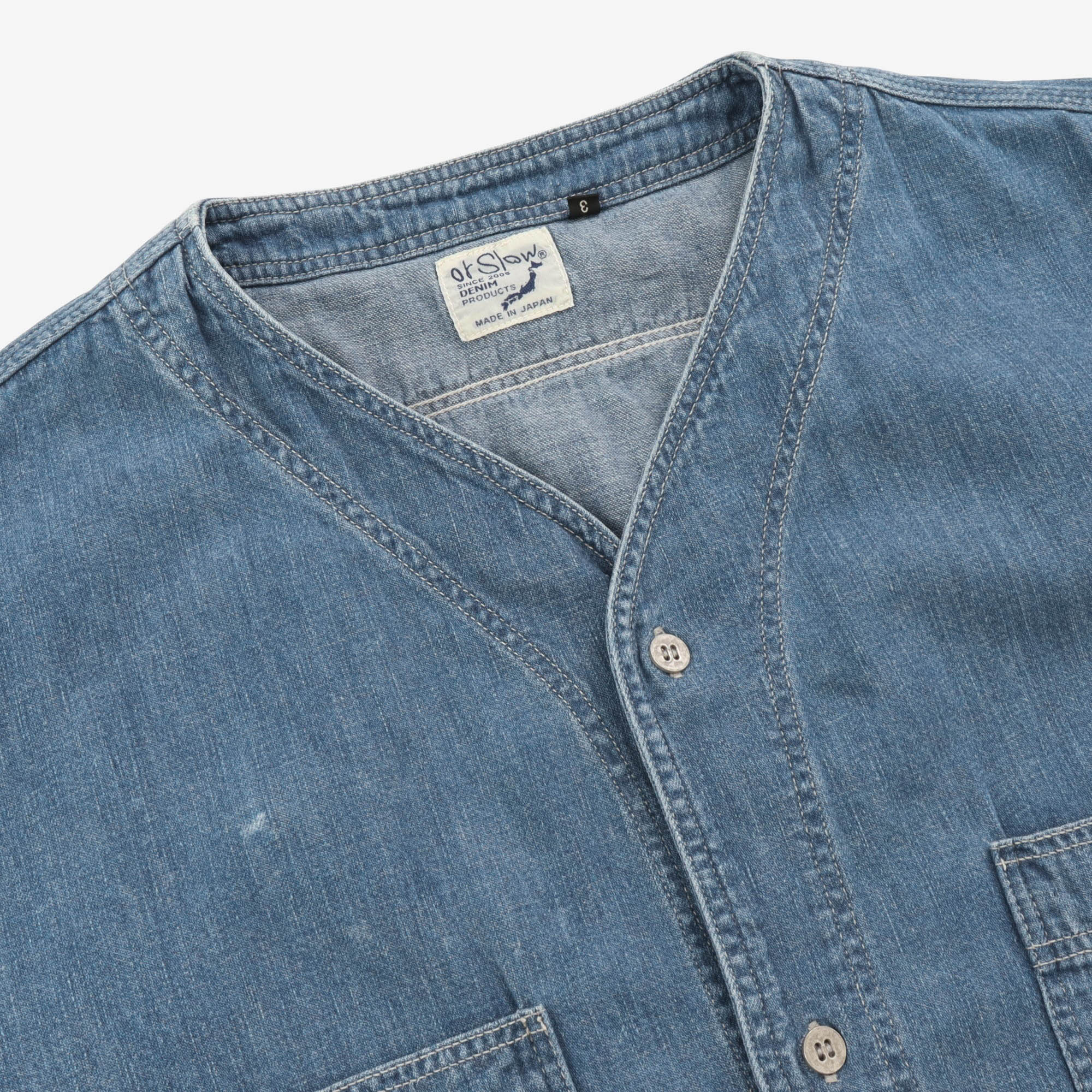 No Collar Denim Shirt