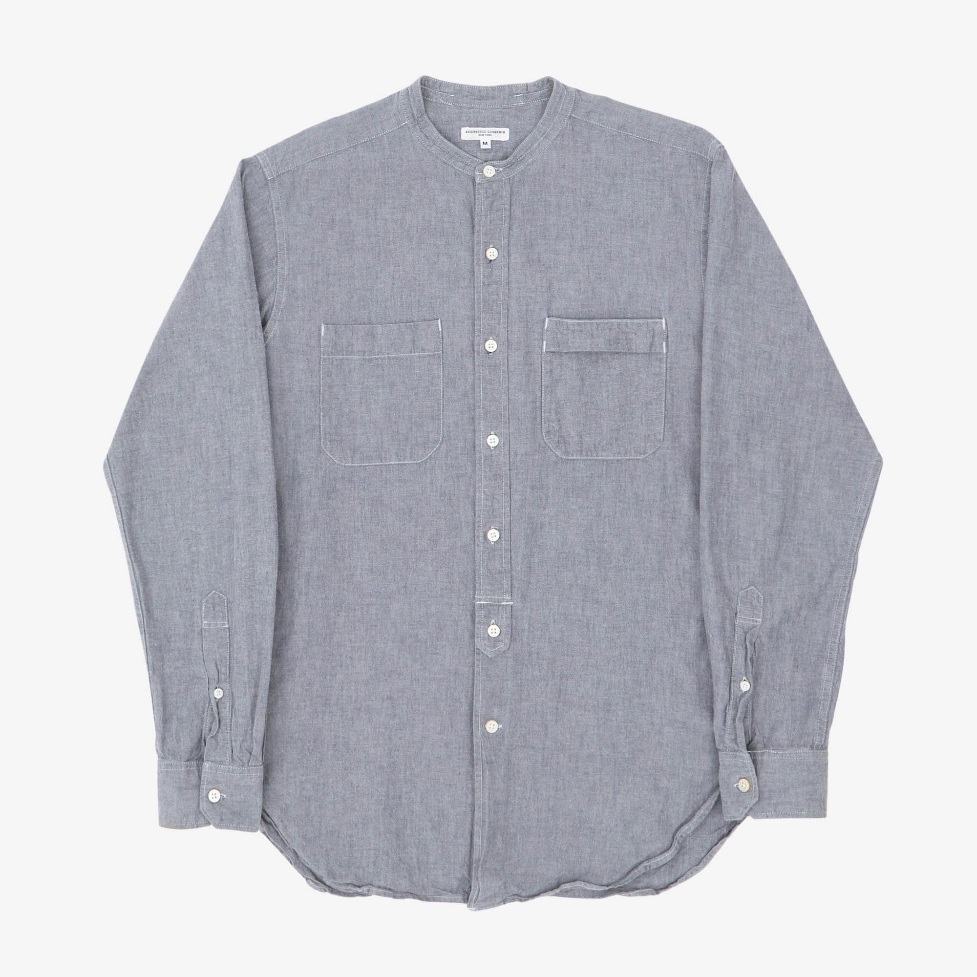 Collarless Chambray Shirt