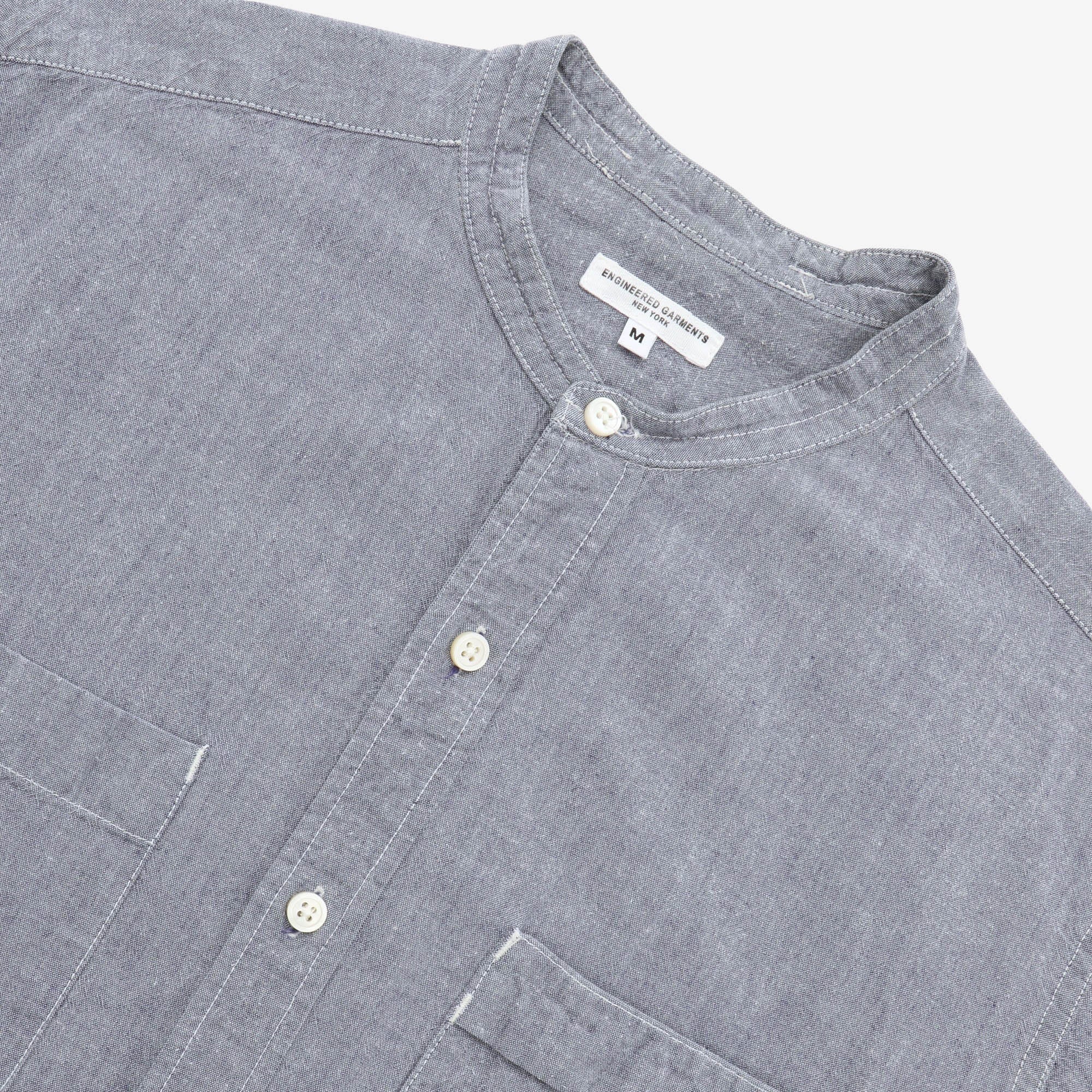 Collarless Chambray Shirt