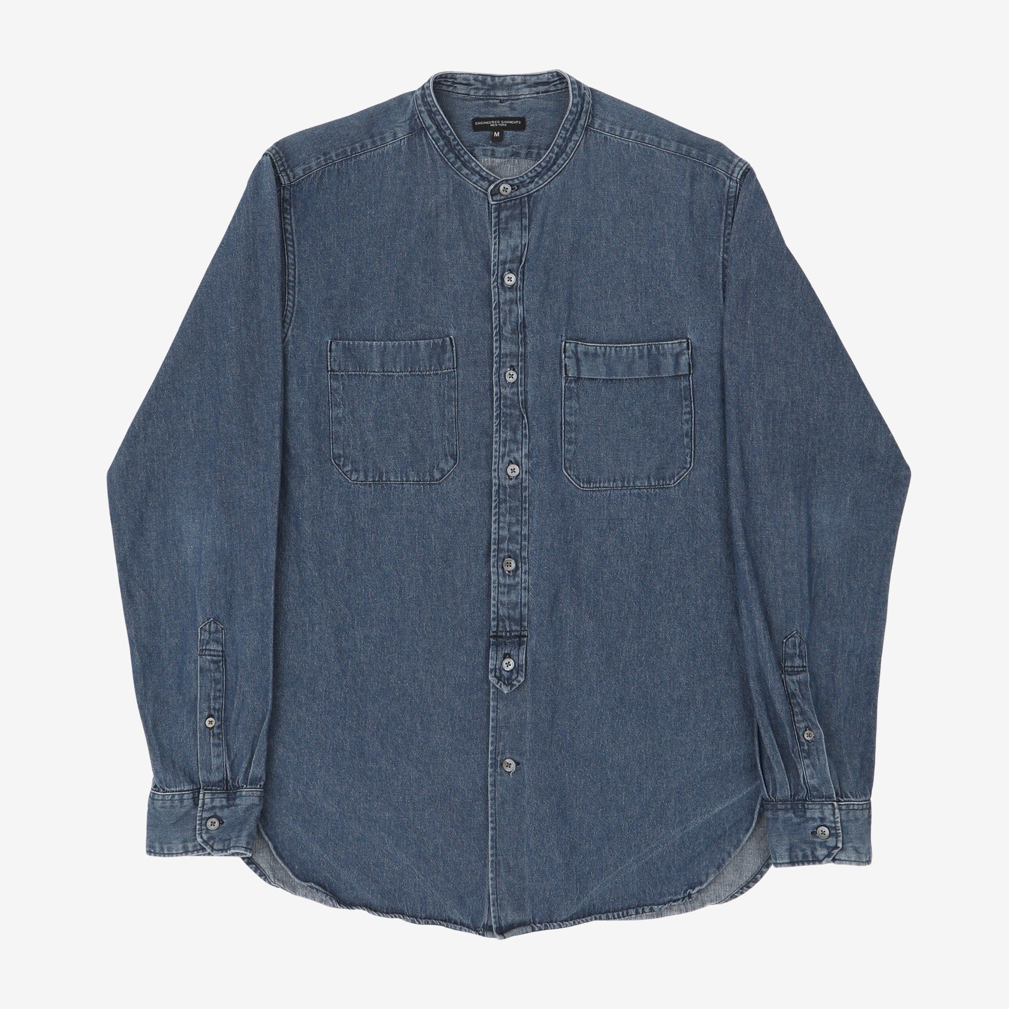 Collarless Denim Shirt