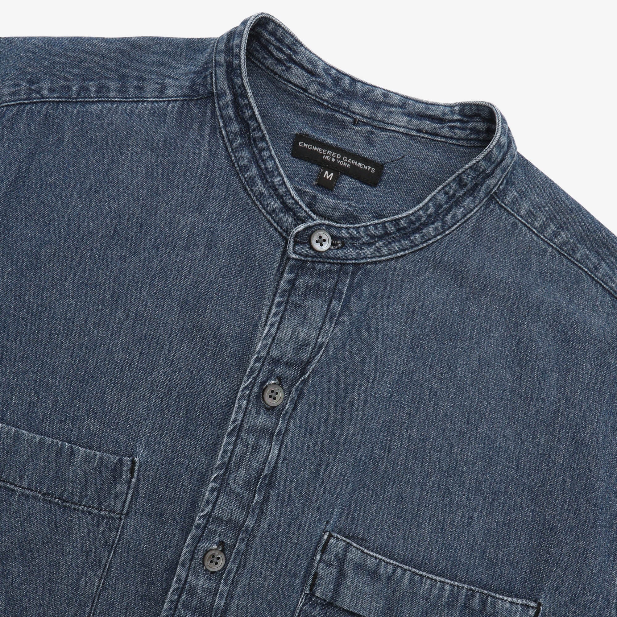 Collarless Denim Shirt