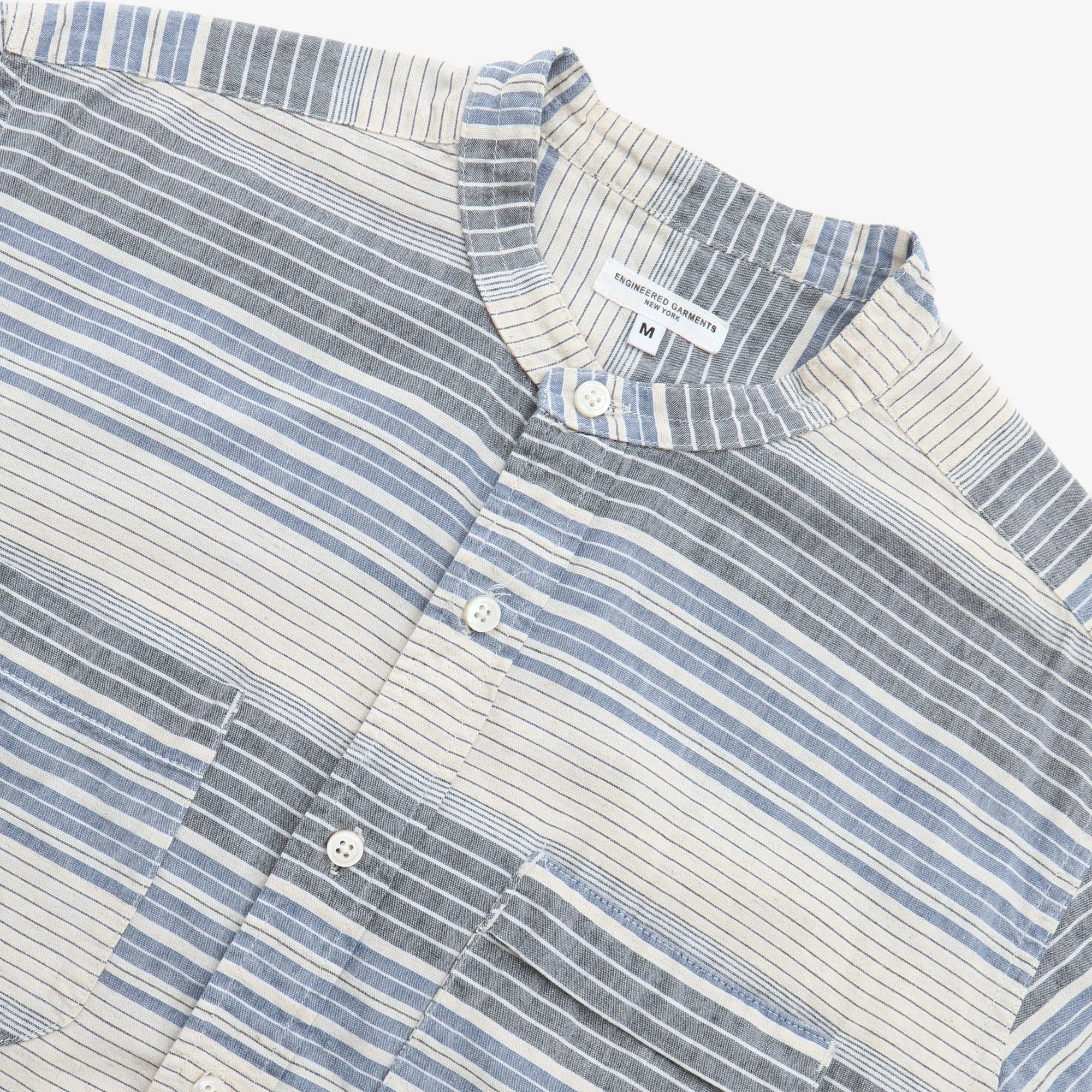 Collarless Stripe Shirt