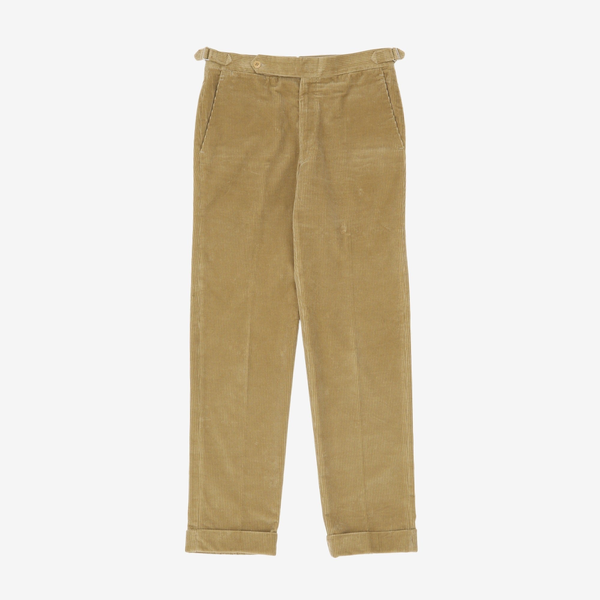 Flat Front Corduroy Trousers