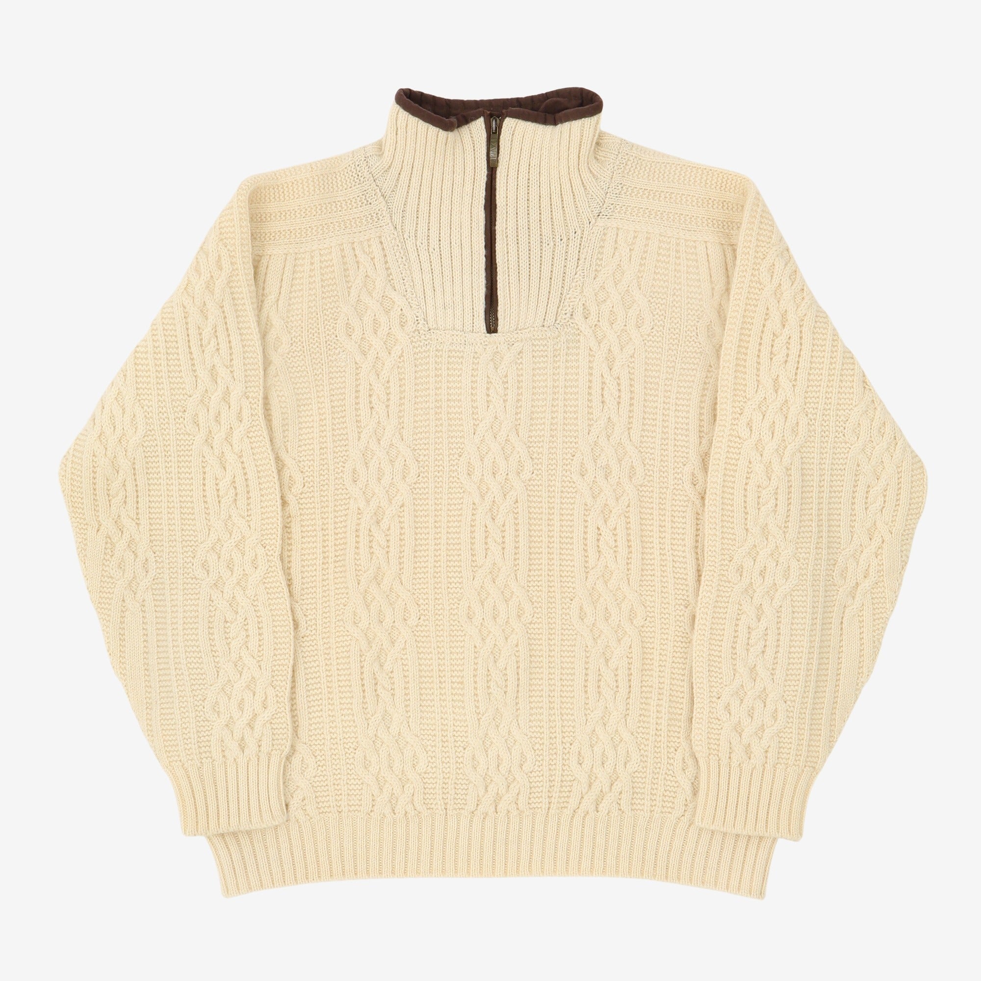 Wool Neck Zip Sweater