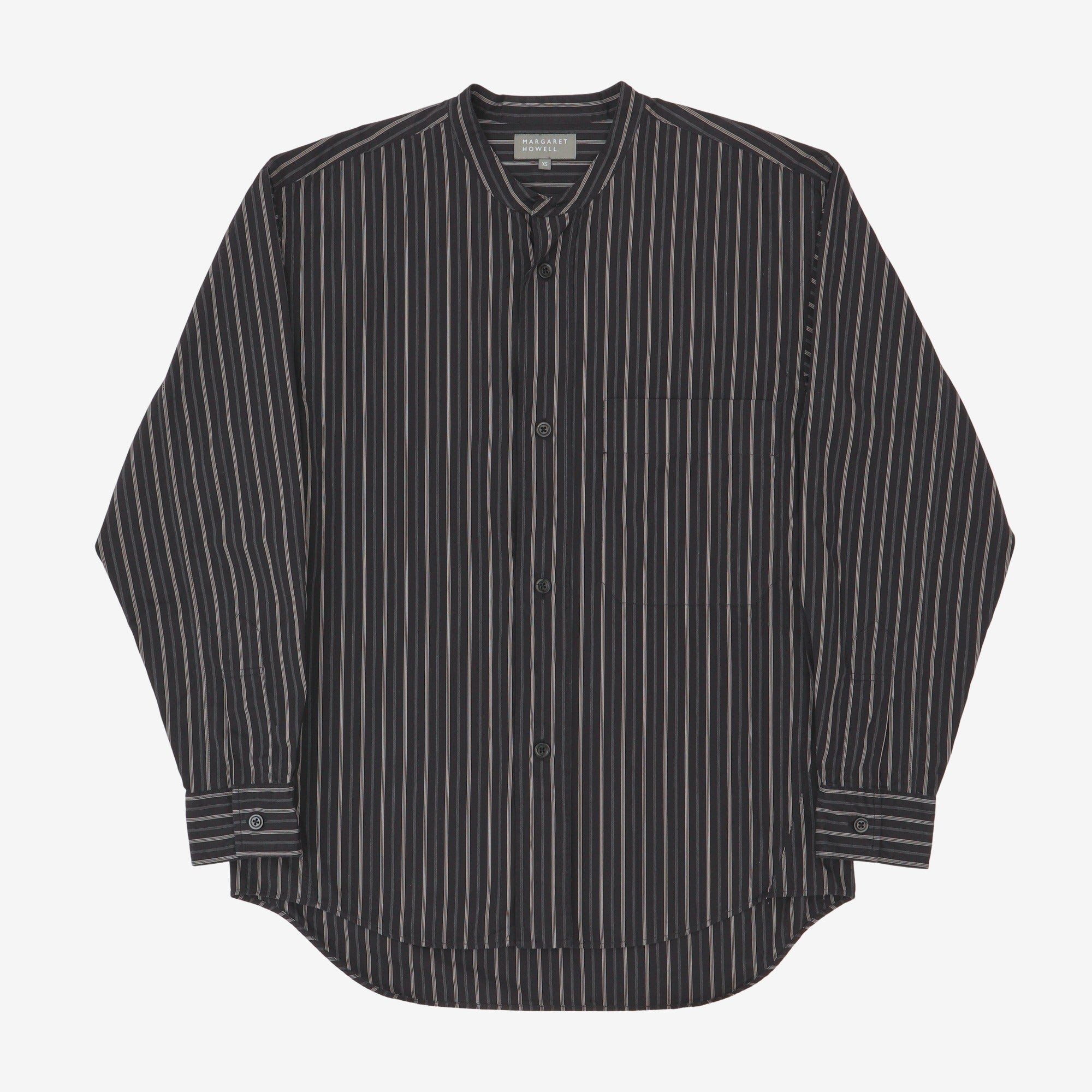 Collarless Striped Shirt