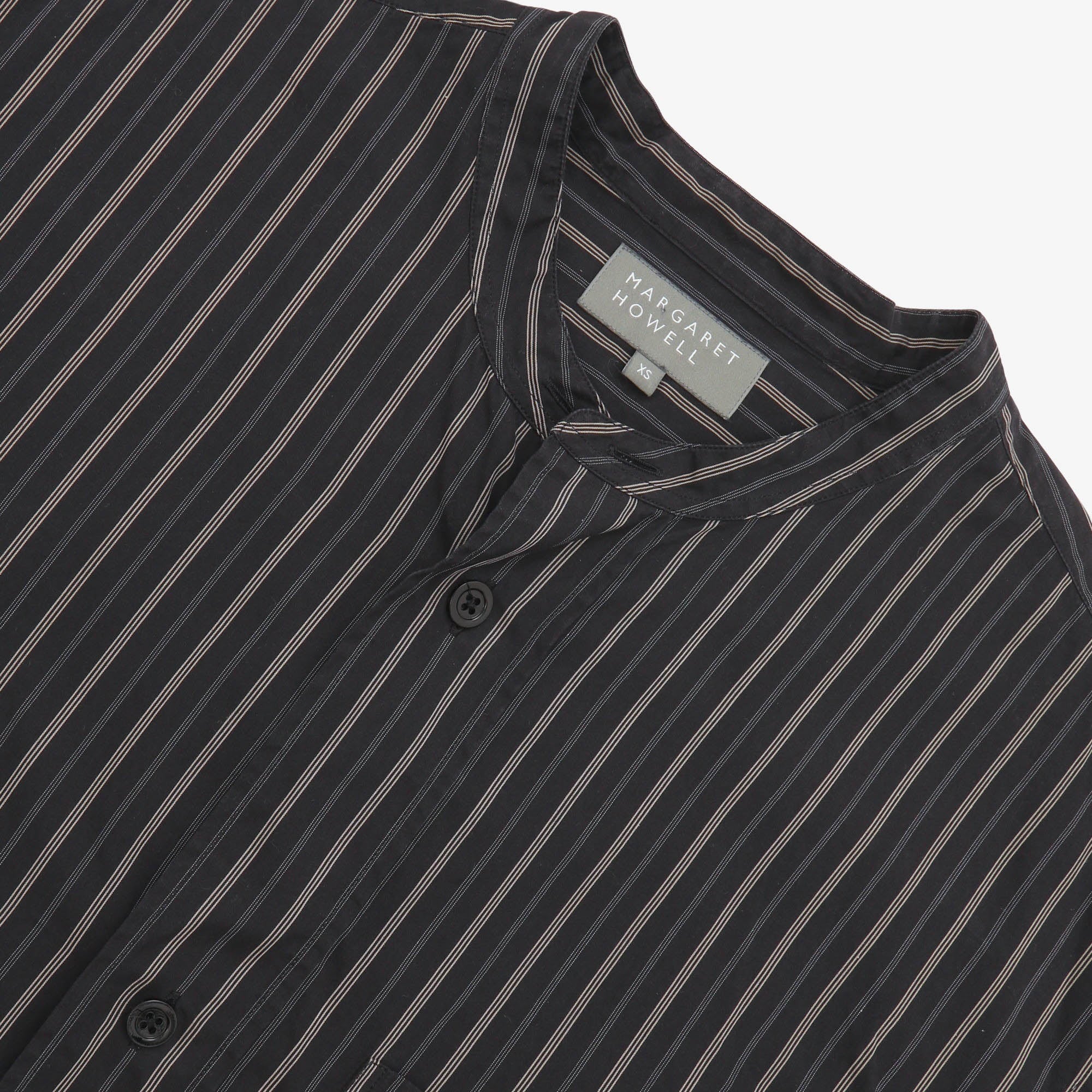 Collarless Striped Shirt