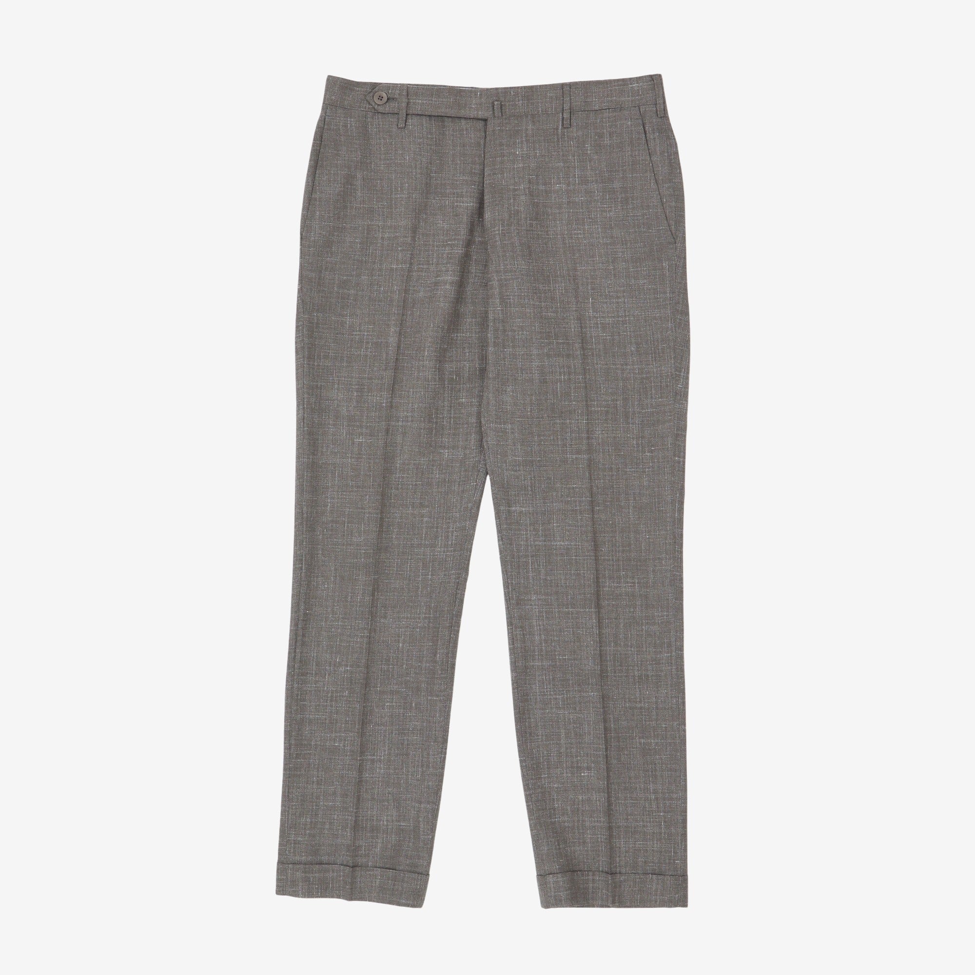 Flat Front Silk Blend Trousers