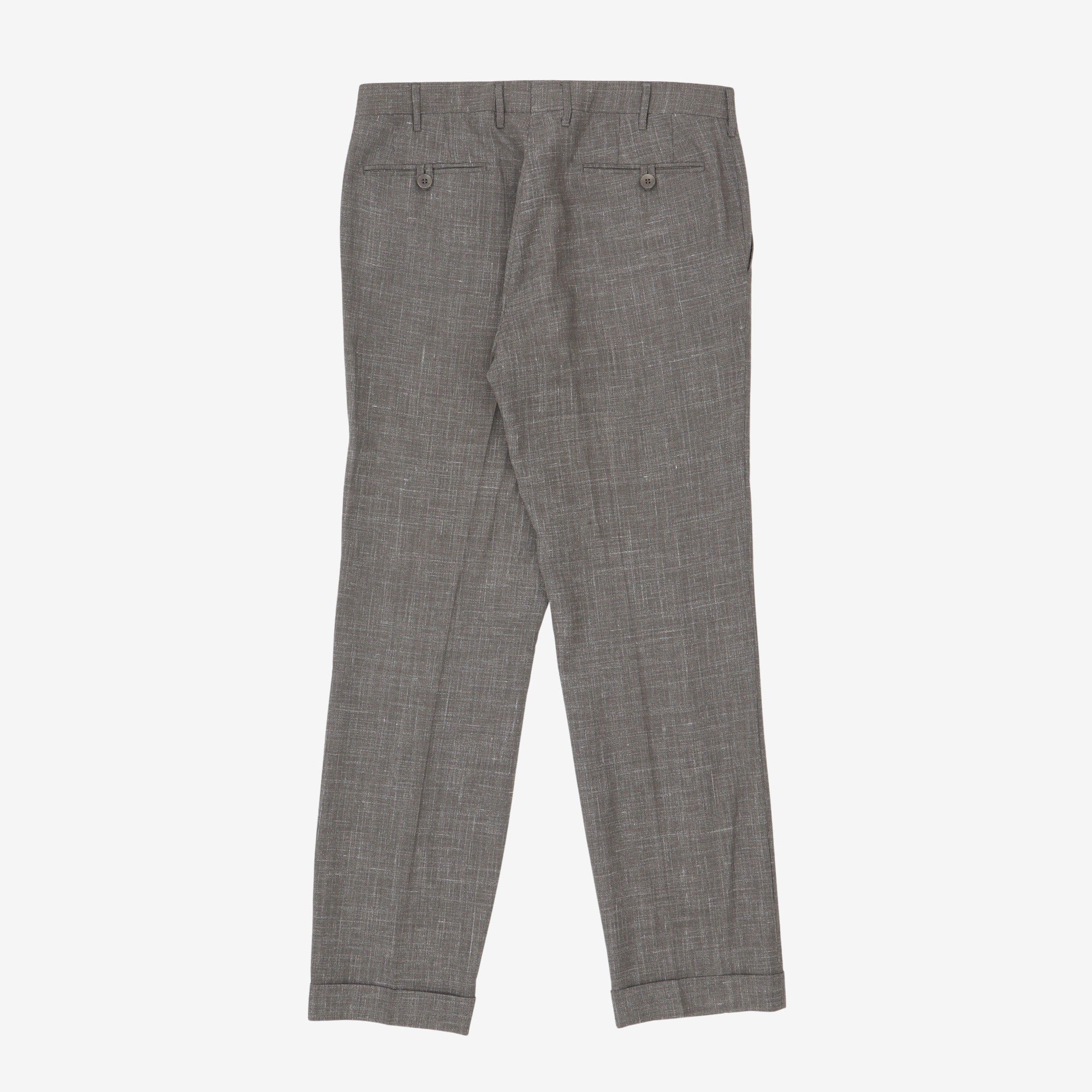 Flat Front Silk Blend Trousers