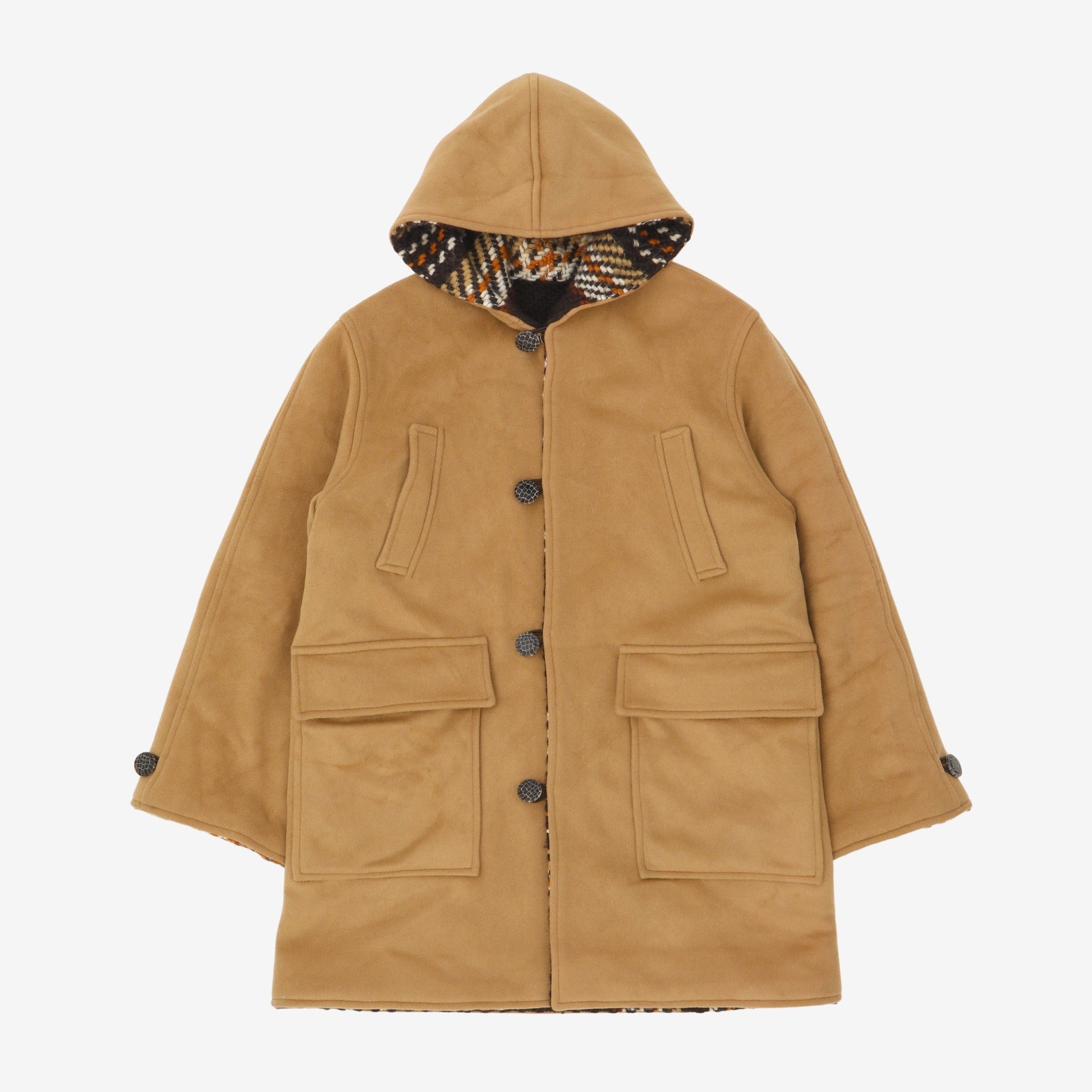 Reversible Woven Check Overcoat