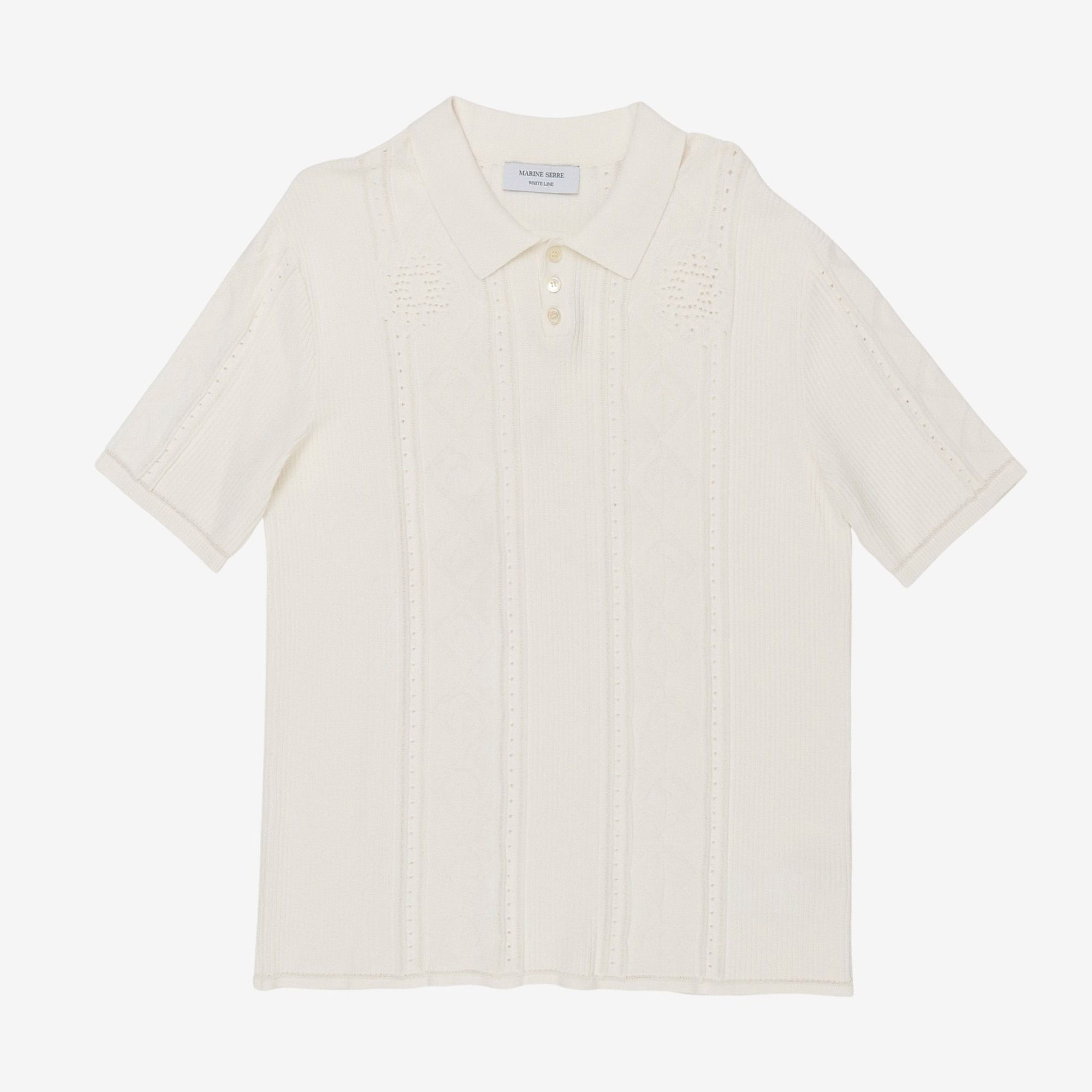 SS Pointelle Knitted Polo Shirt