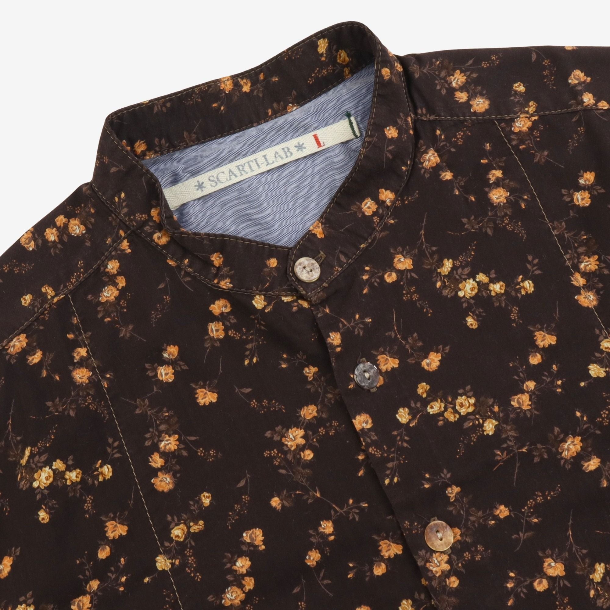 Floral Band Collar Shirt