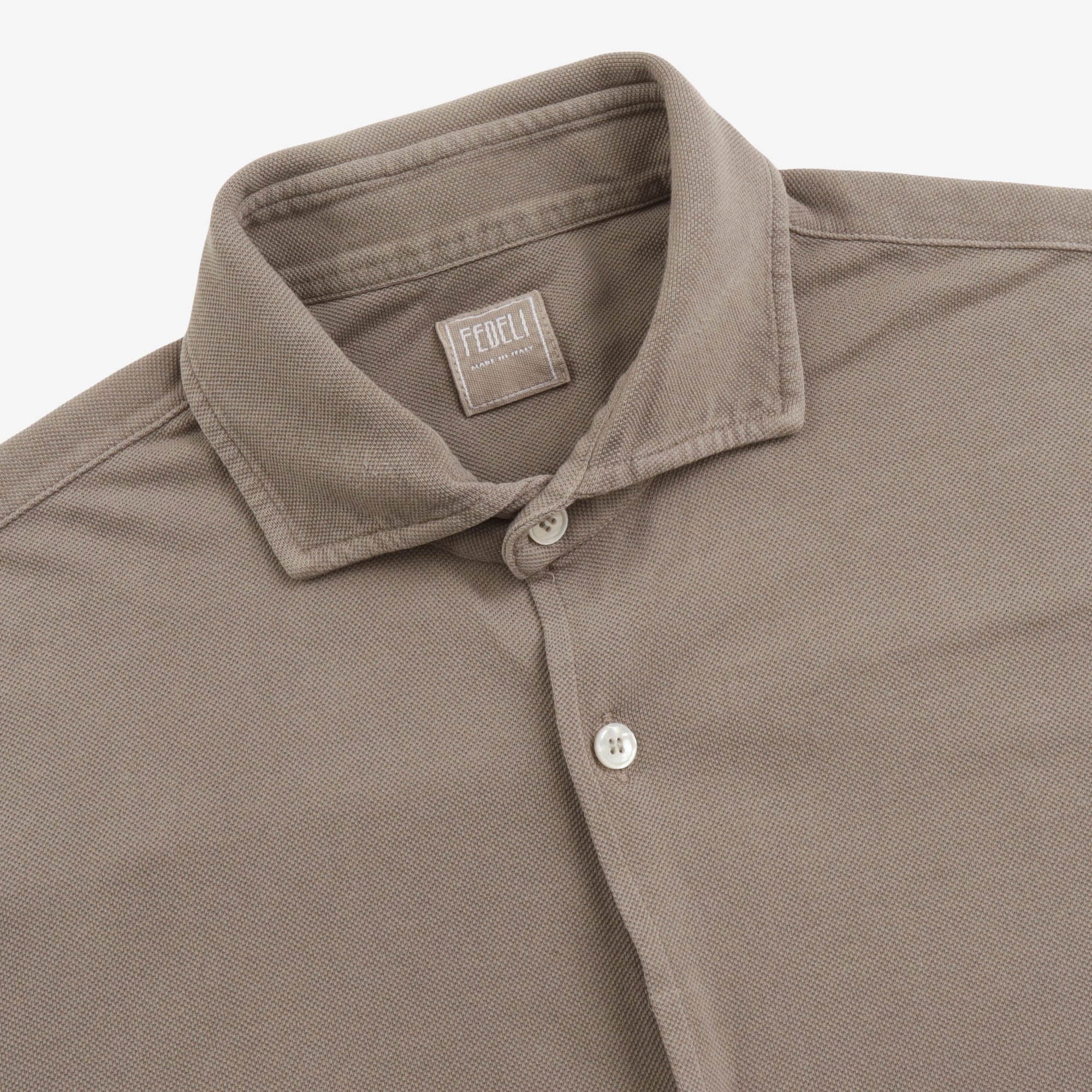Open Collar Pique Shirt