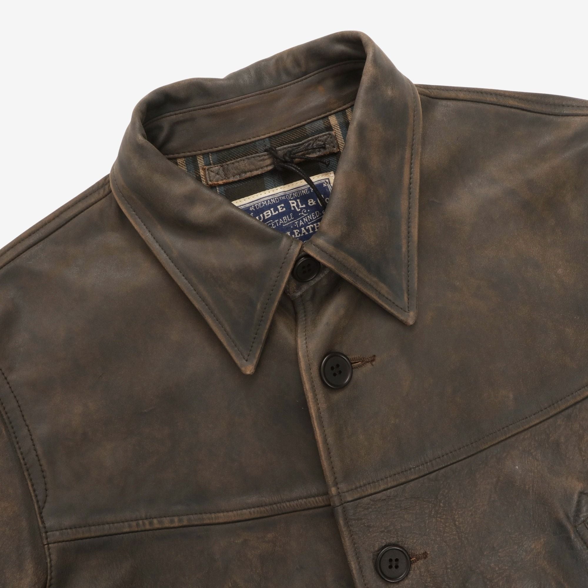 Indigo Leather Car Coat