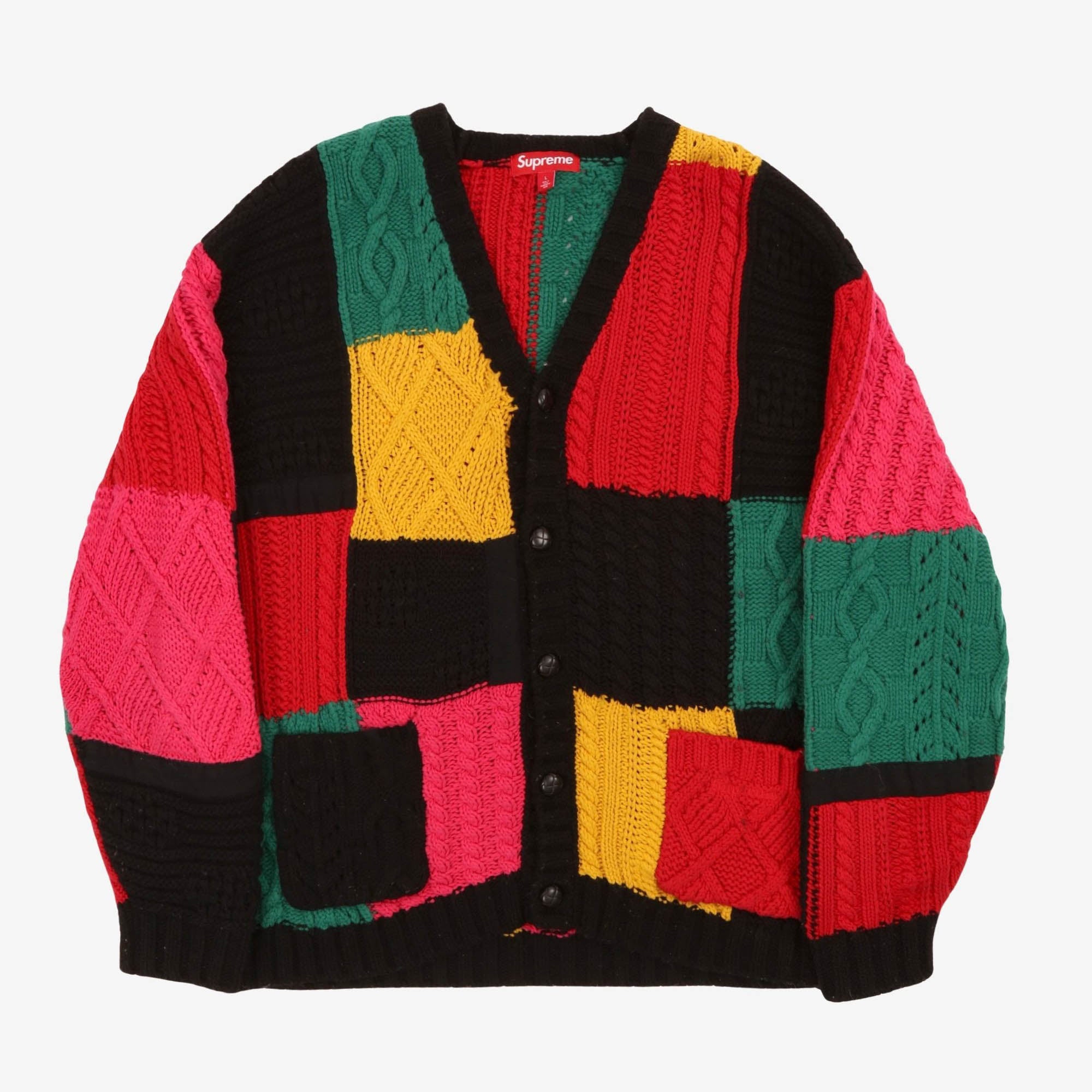 Patchwork Cable Knit Cardigan