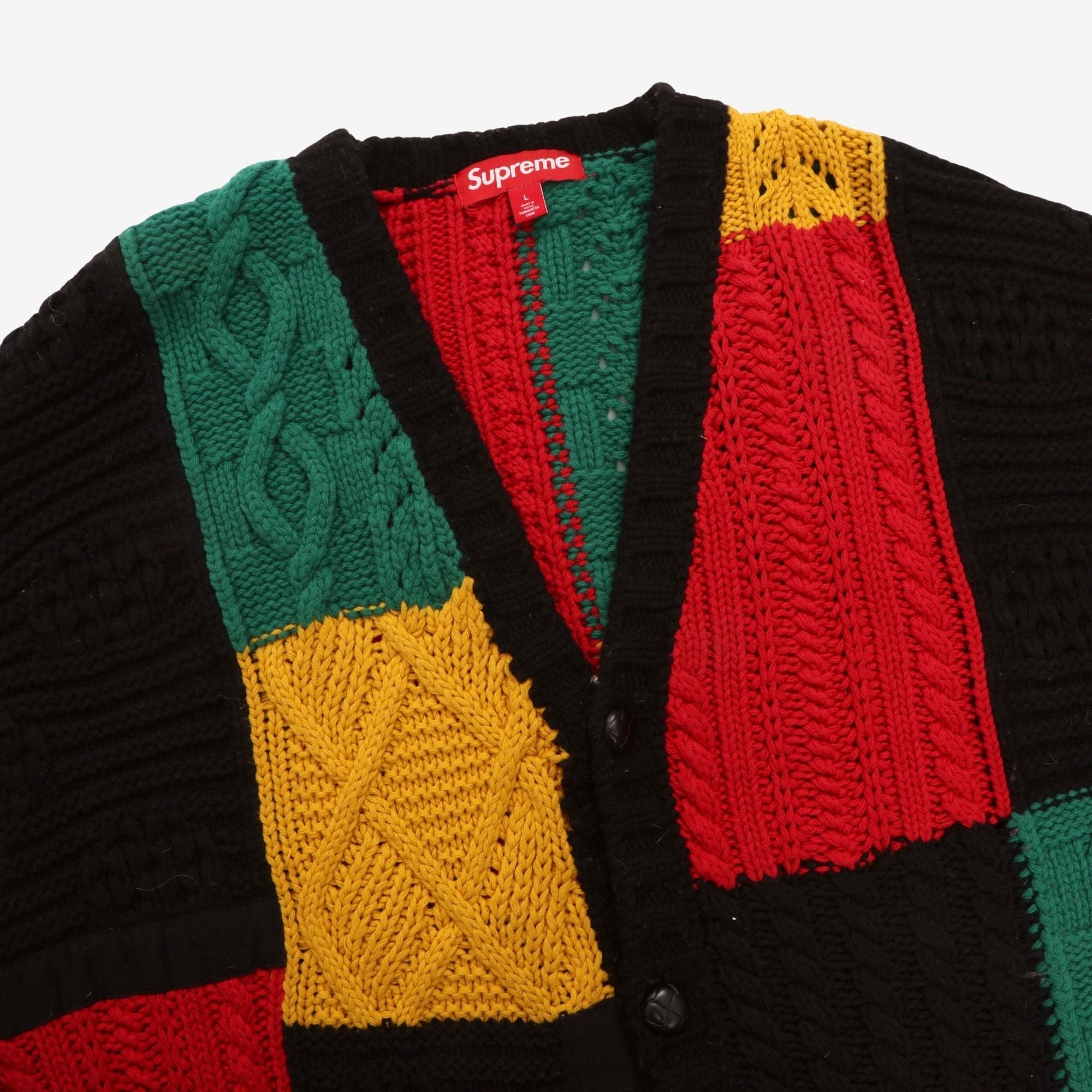 Patchwork Cable Knit Cardigan