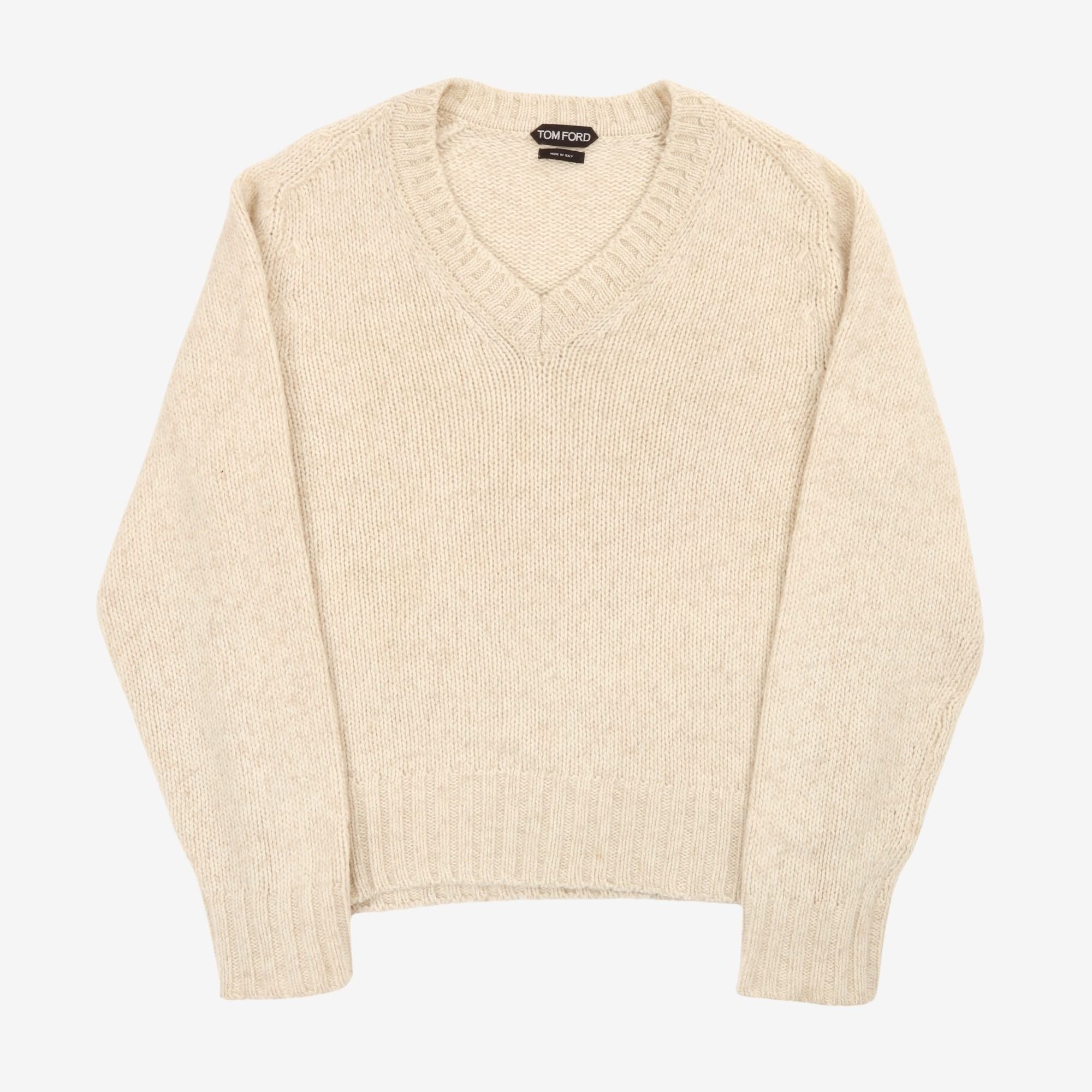 Wool Cashmere V Neck Sweater