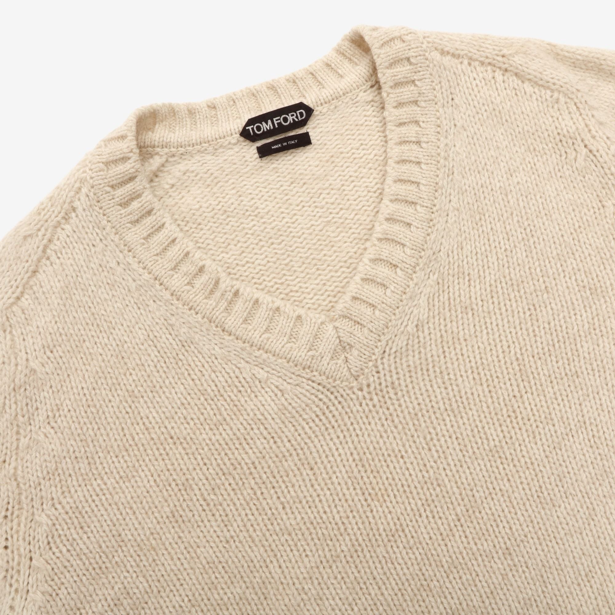 Wool Cashmere V Neck Sweater