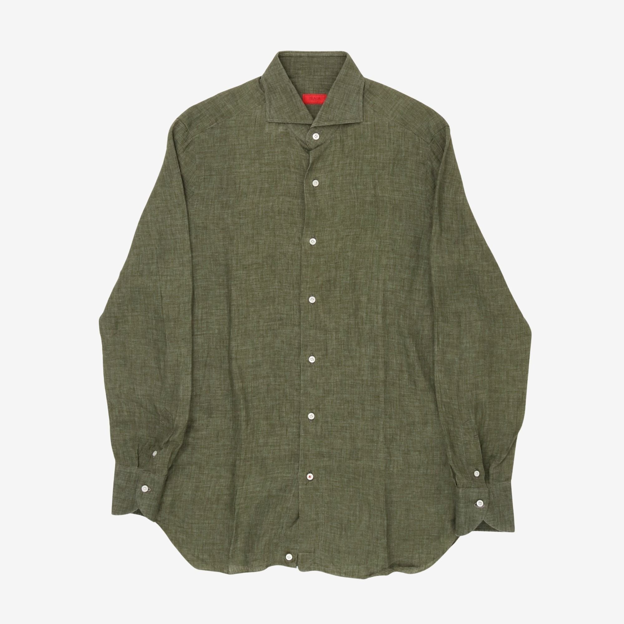 Linen Spread Collar Shirt