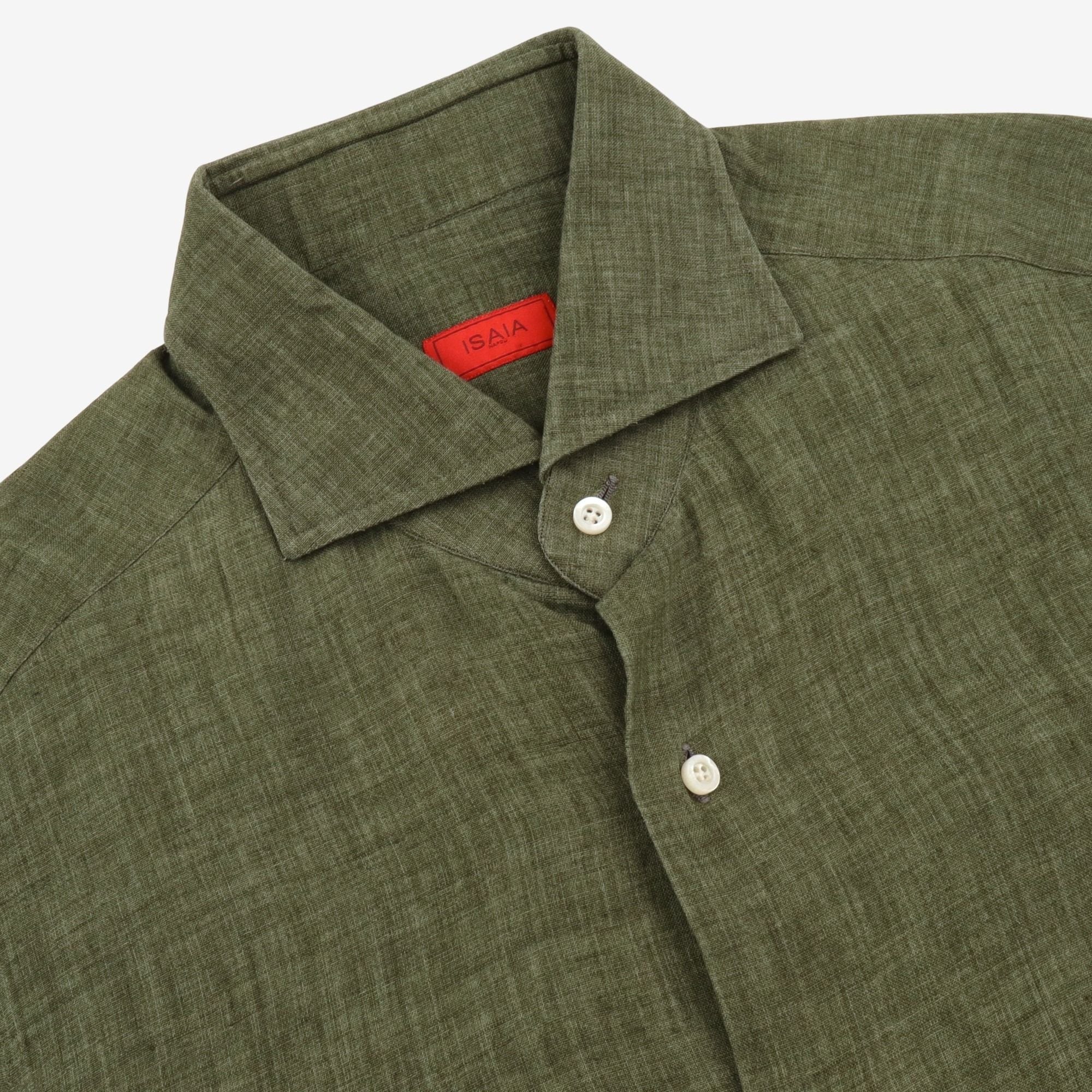 Linen Spread Collar Shirt