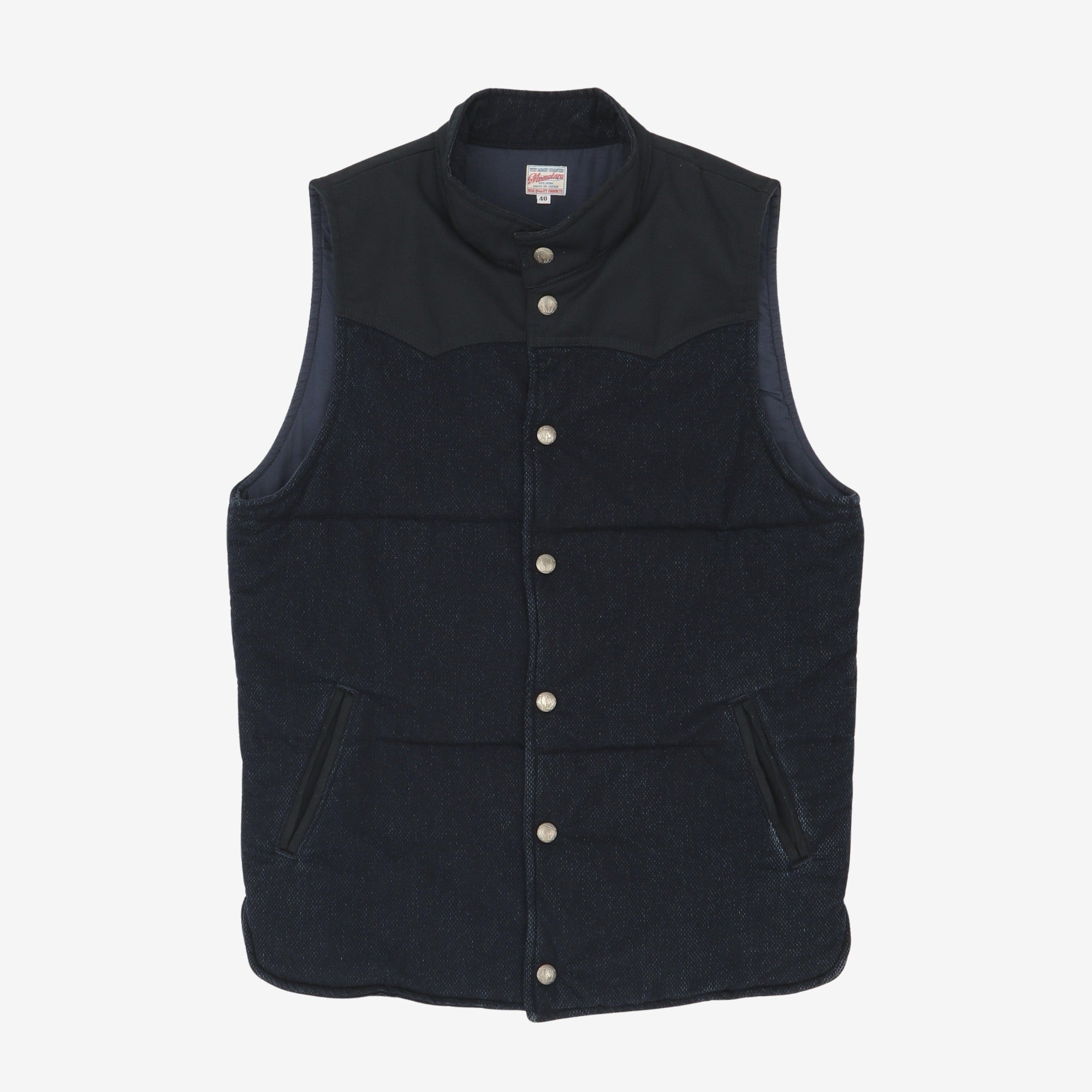 Indigo Woven Quilted Vest
