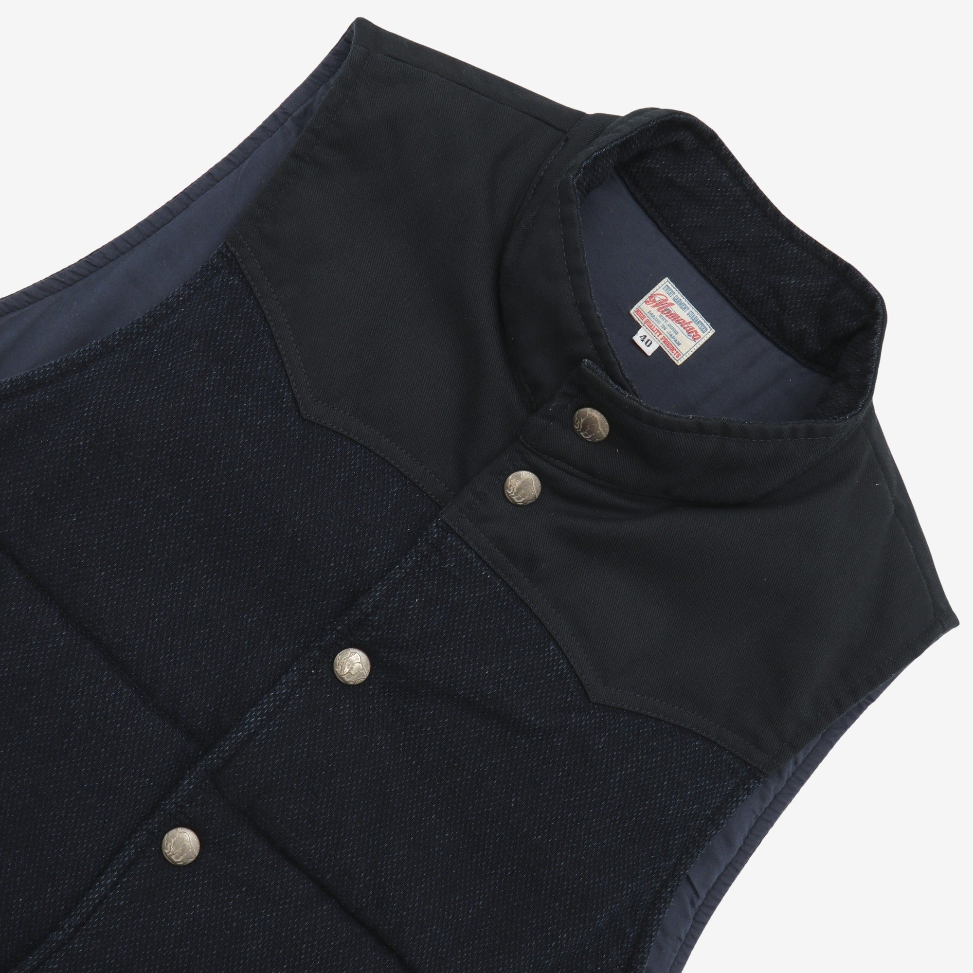 Indigo Woven Quilted Vest