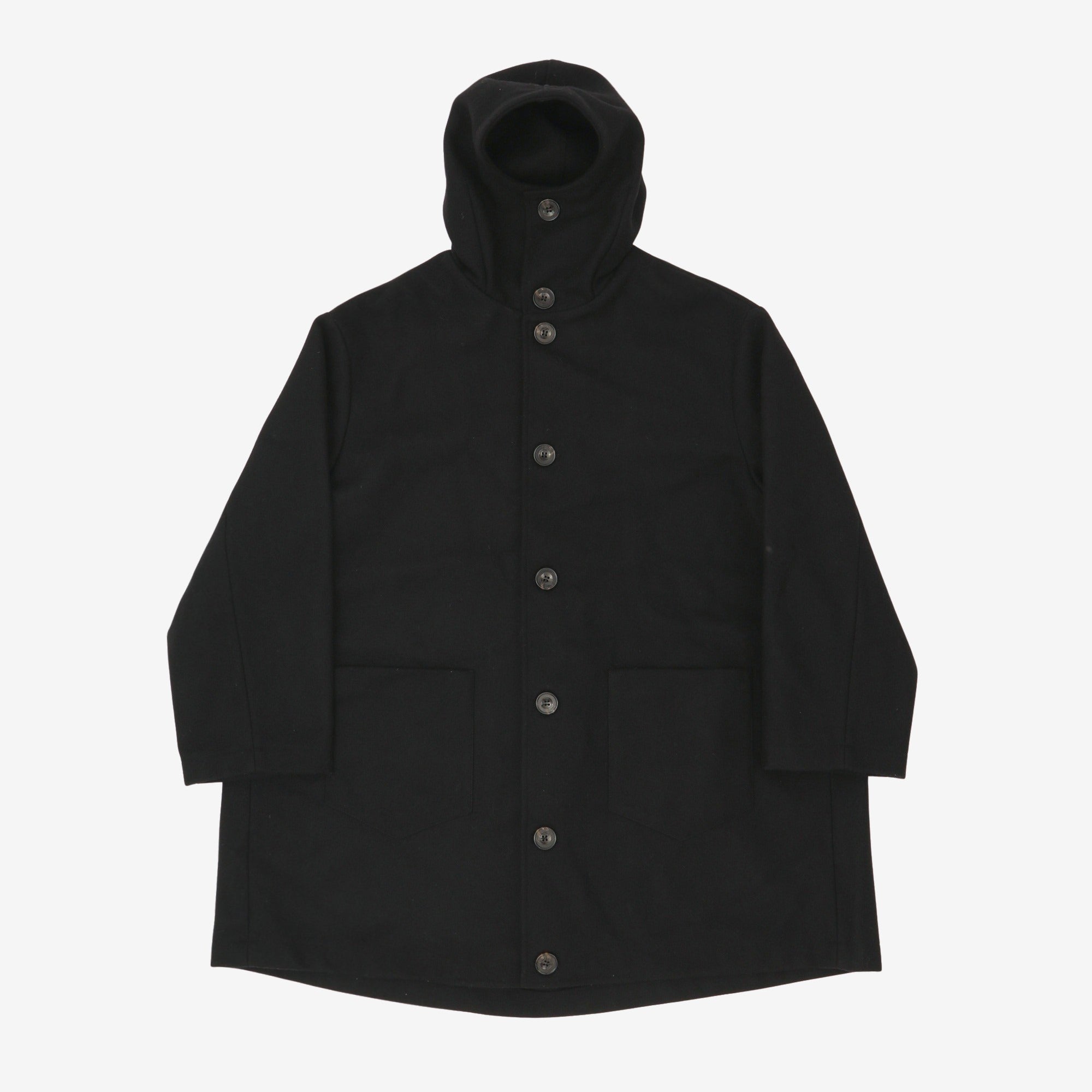 Virgin Wool Hooded Overcoat
