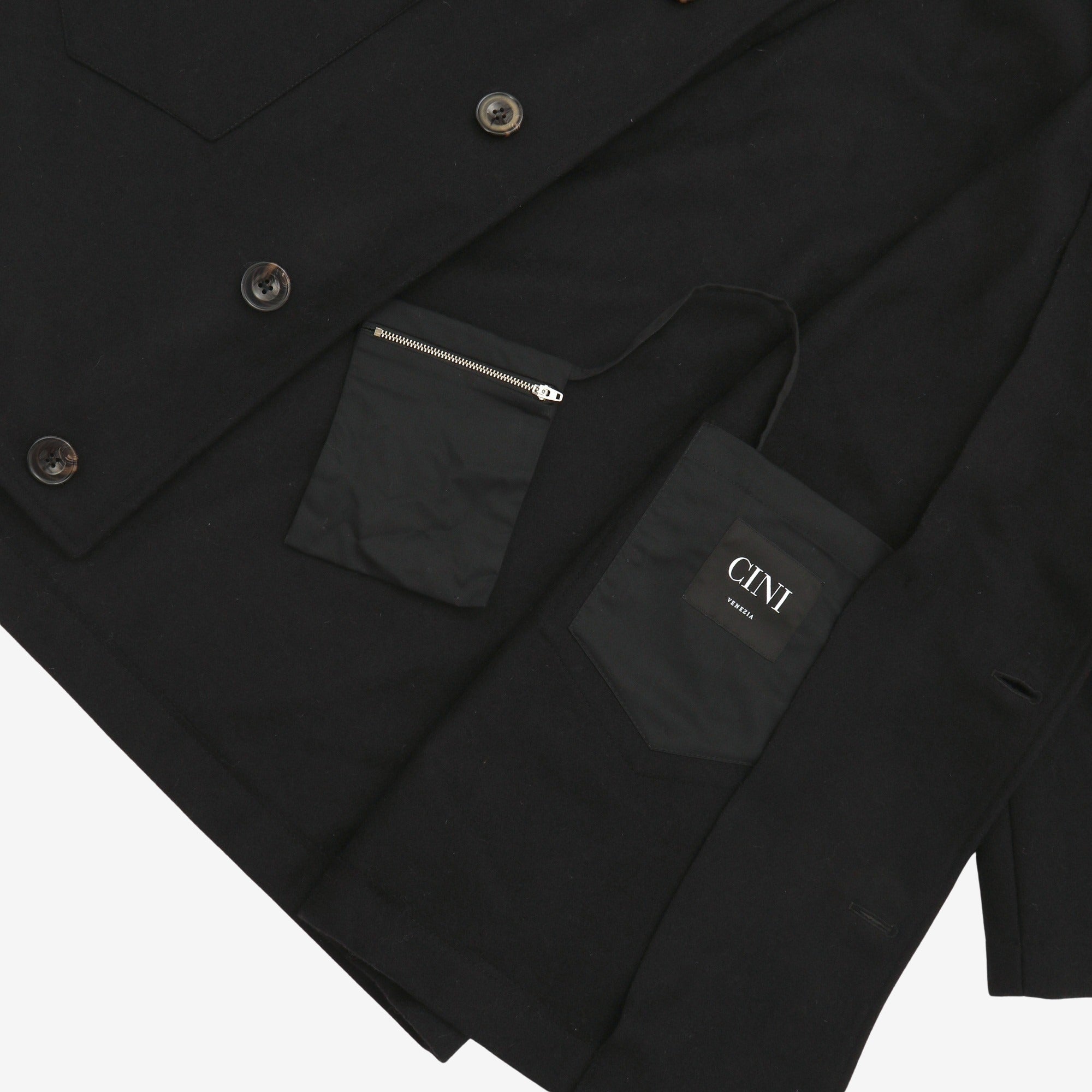 Virgin Wool Hooded Overcoat