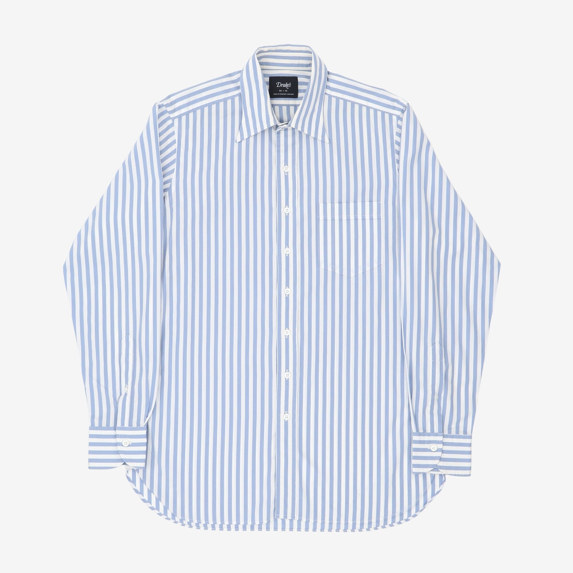 Broad Stripe Long Point Collar Shirt