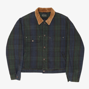 Country Tartan Denim Canvas Trucker Jacket