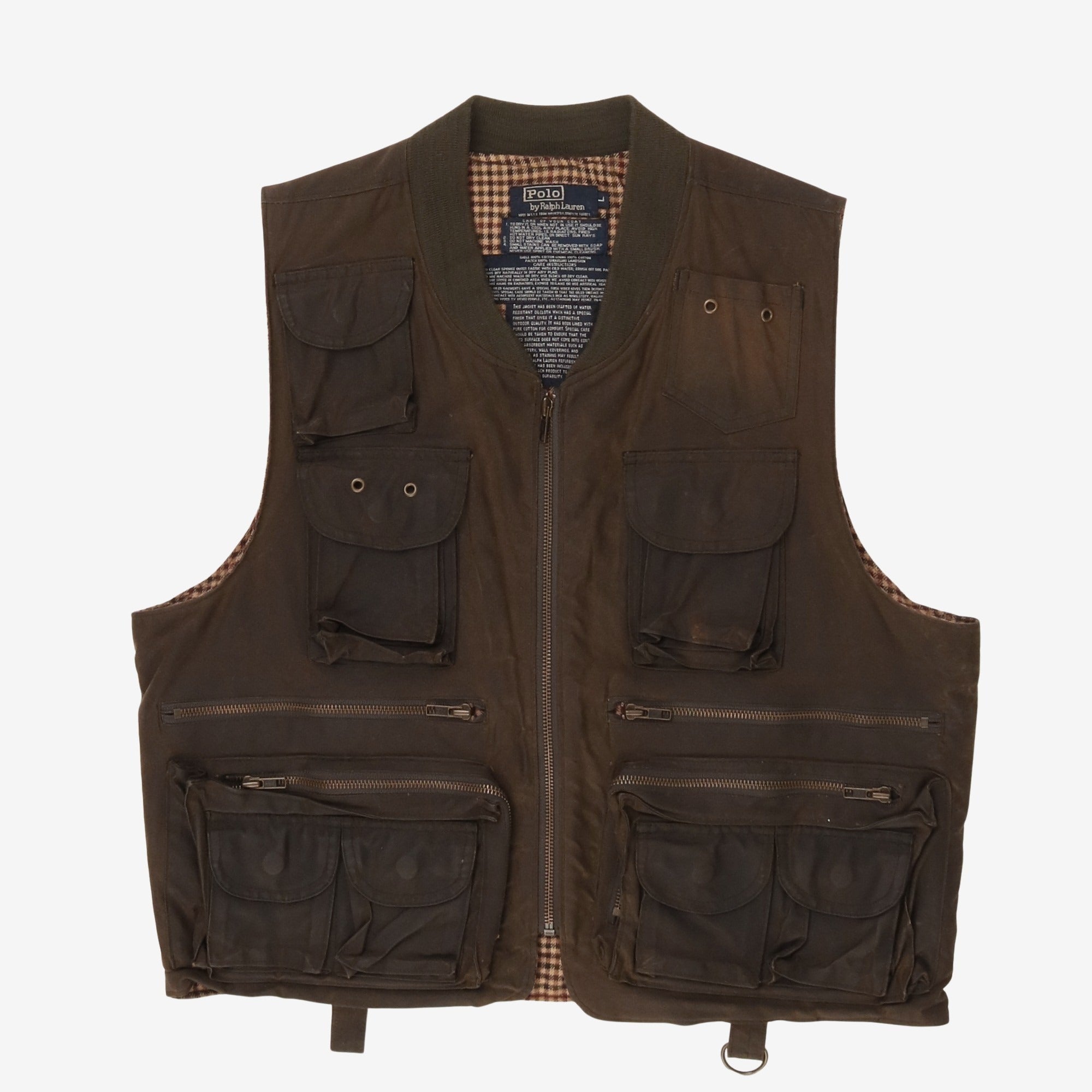 Waxed Oilcloth Utility Vest Cargo Jacket