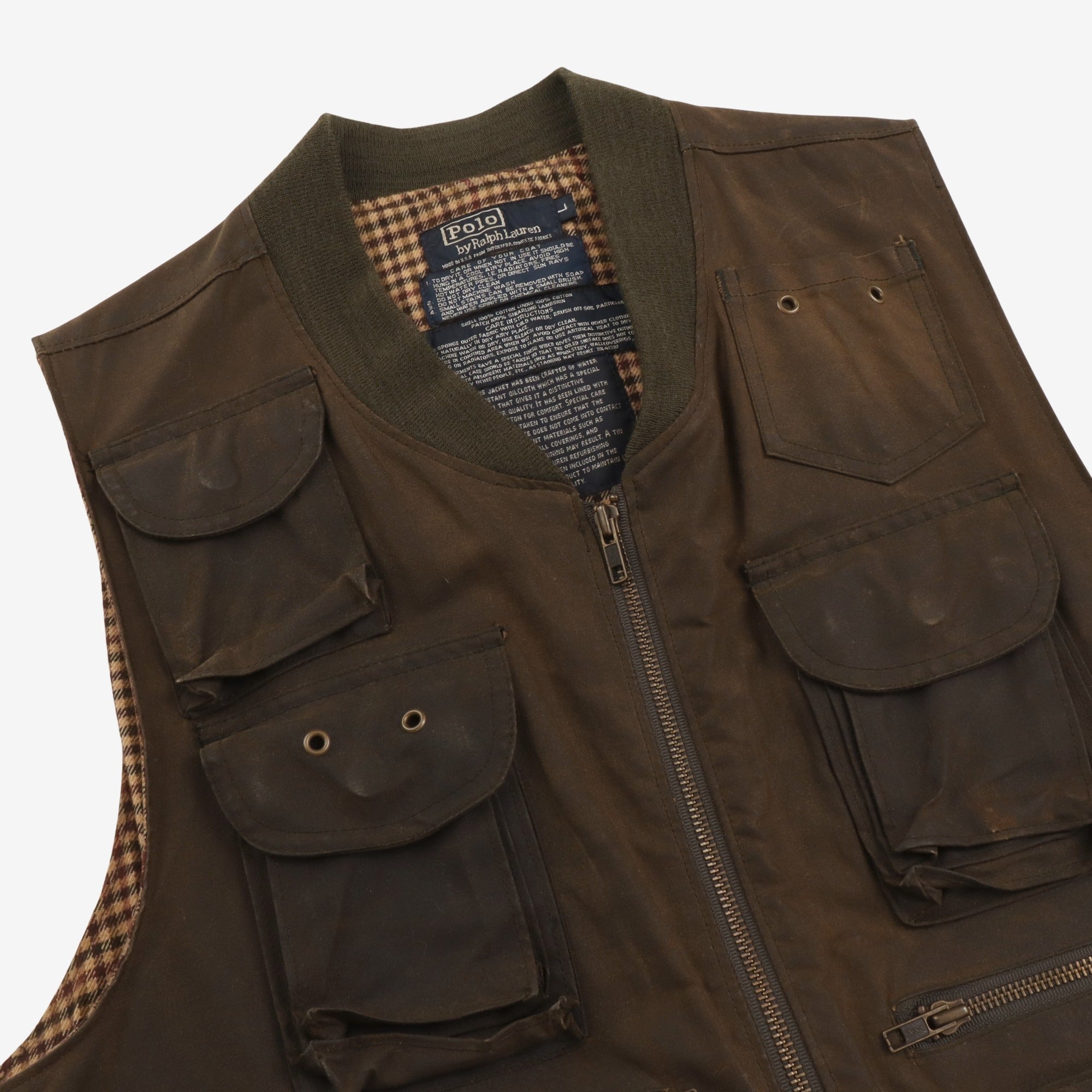 Waxed Oilcloth Utility Vest Cargo Jacket