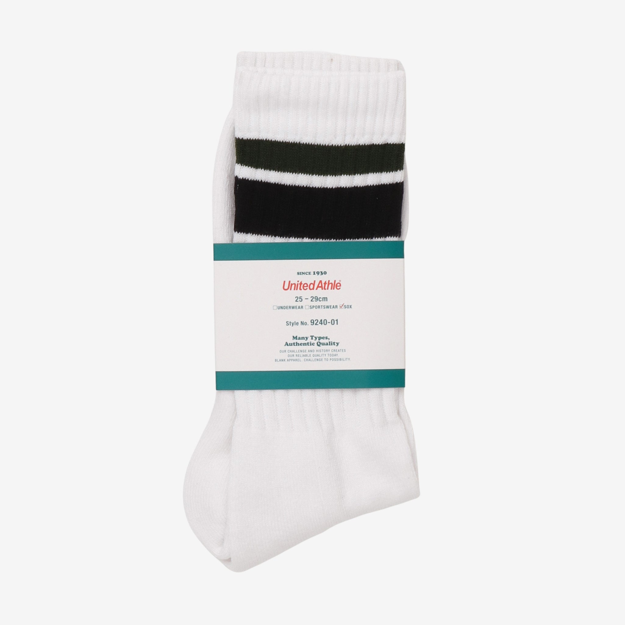 Crew Socks - Green/Black (Size 25-29cm)