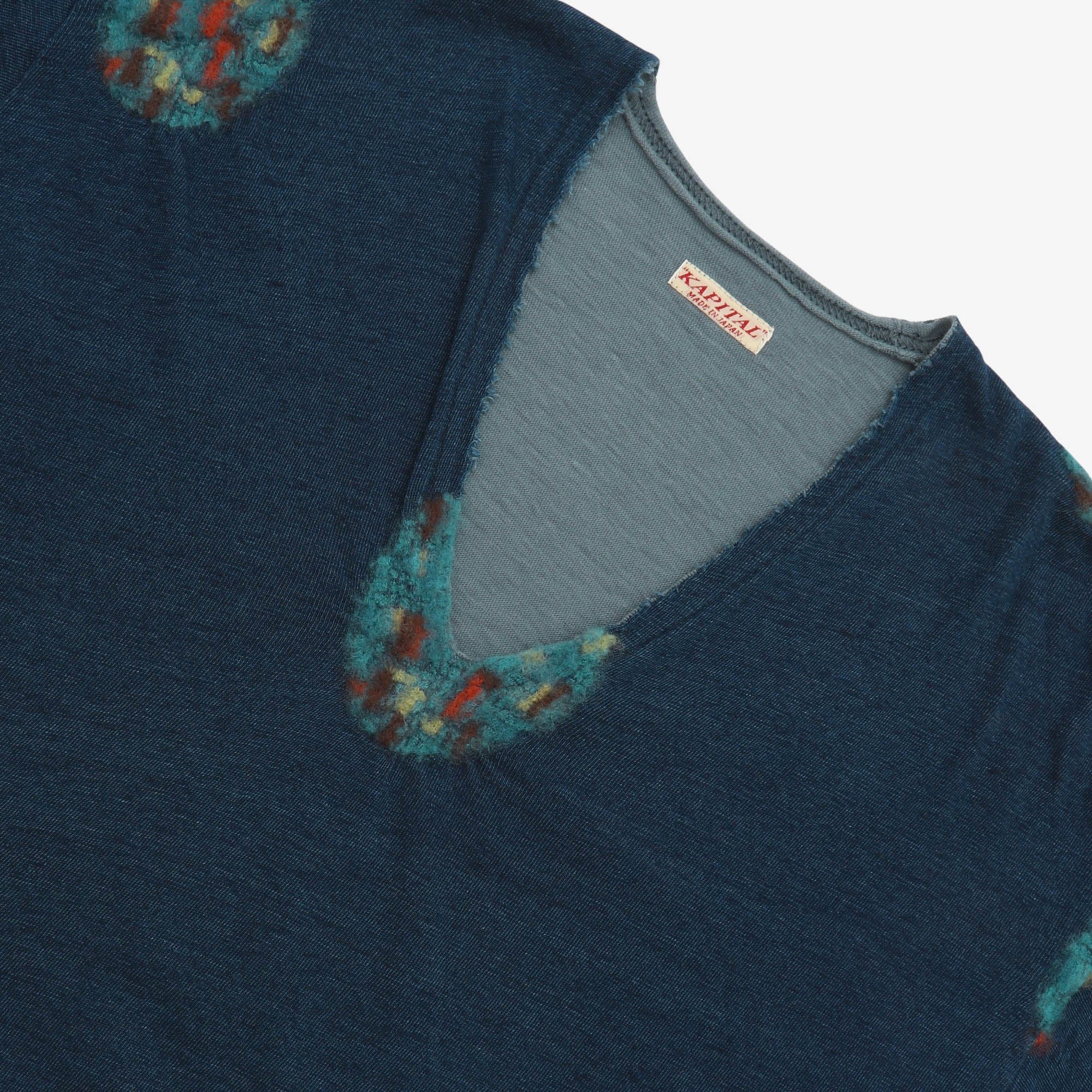 Wool Patch V Neck Tee