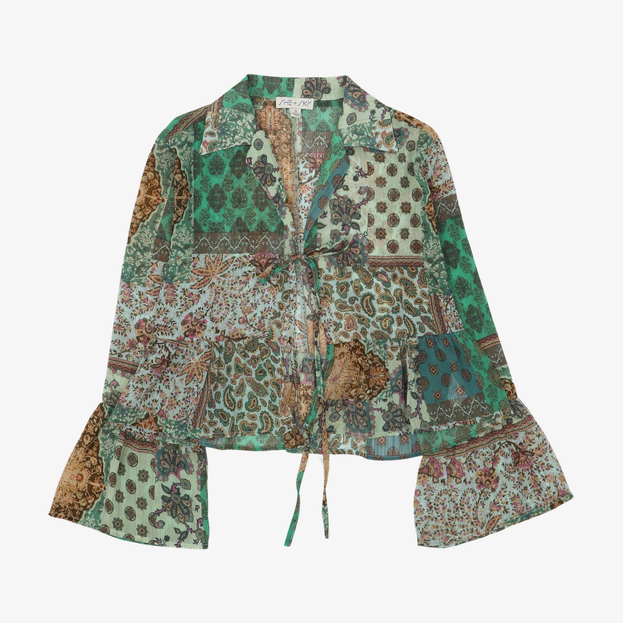 Patchwork Print Bohemian Blouse