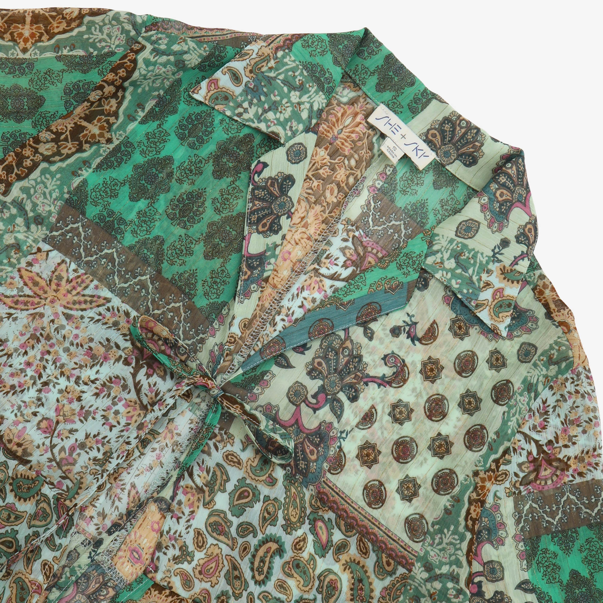 Patchwork Print Bohemian Blouse