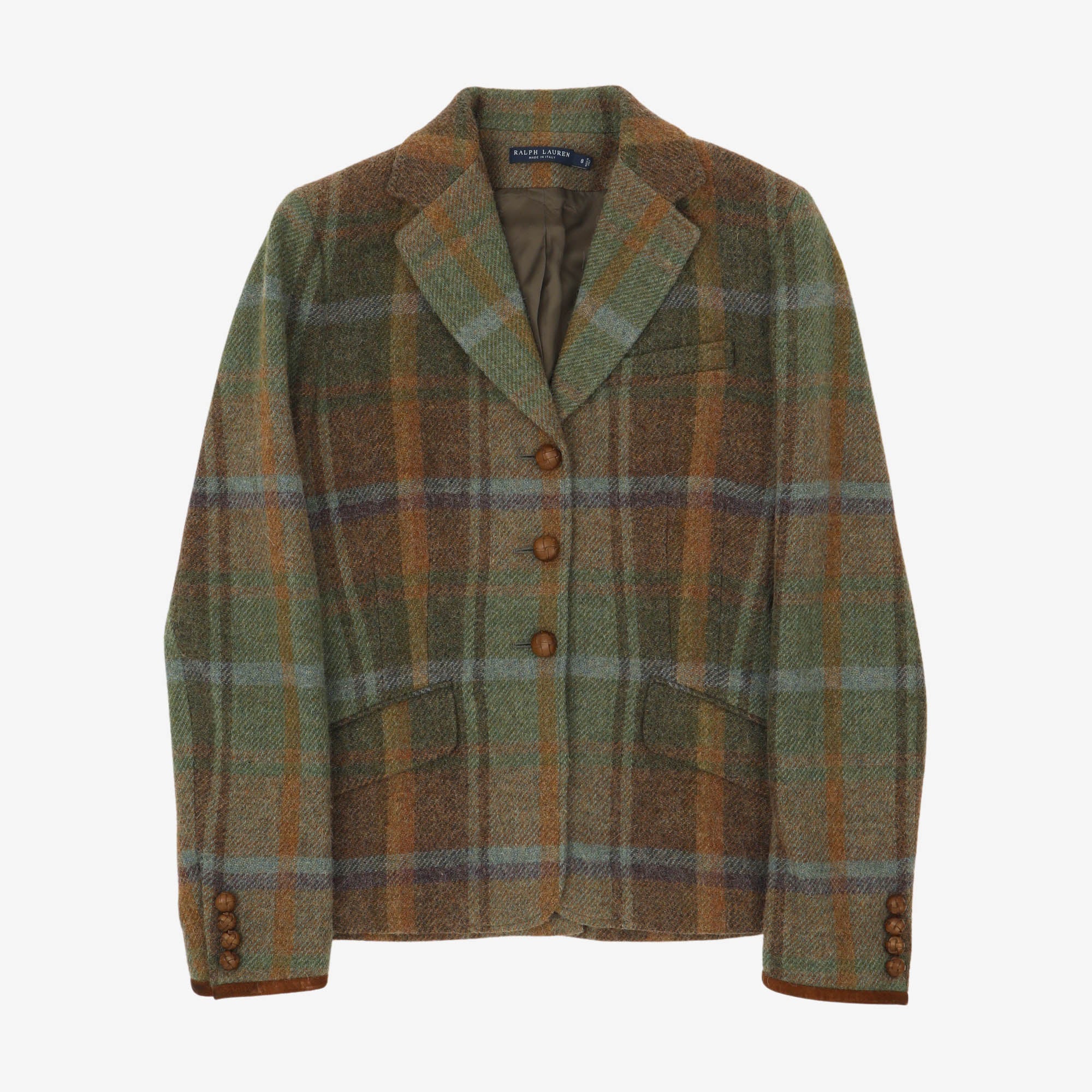 Green Plaid Wool Blazer