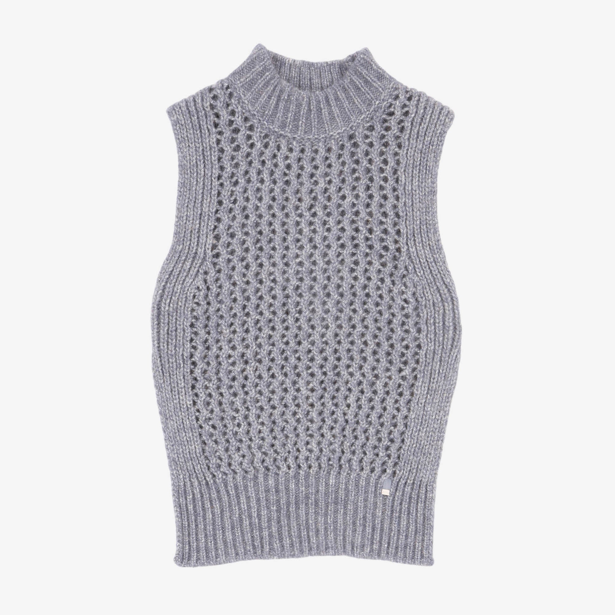 Open Work Sleeveless Sweater Vest