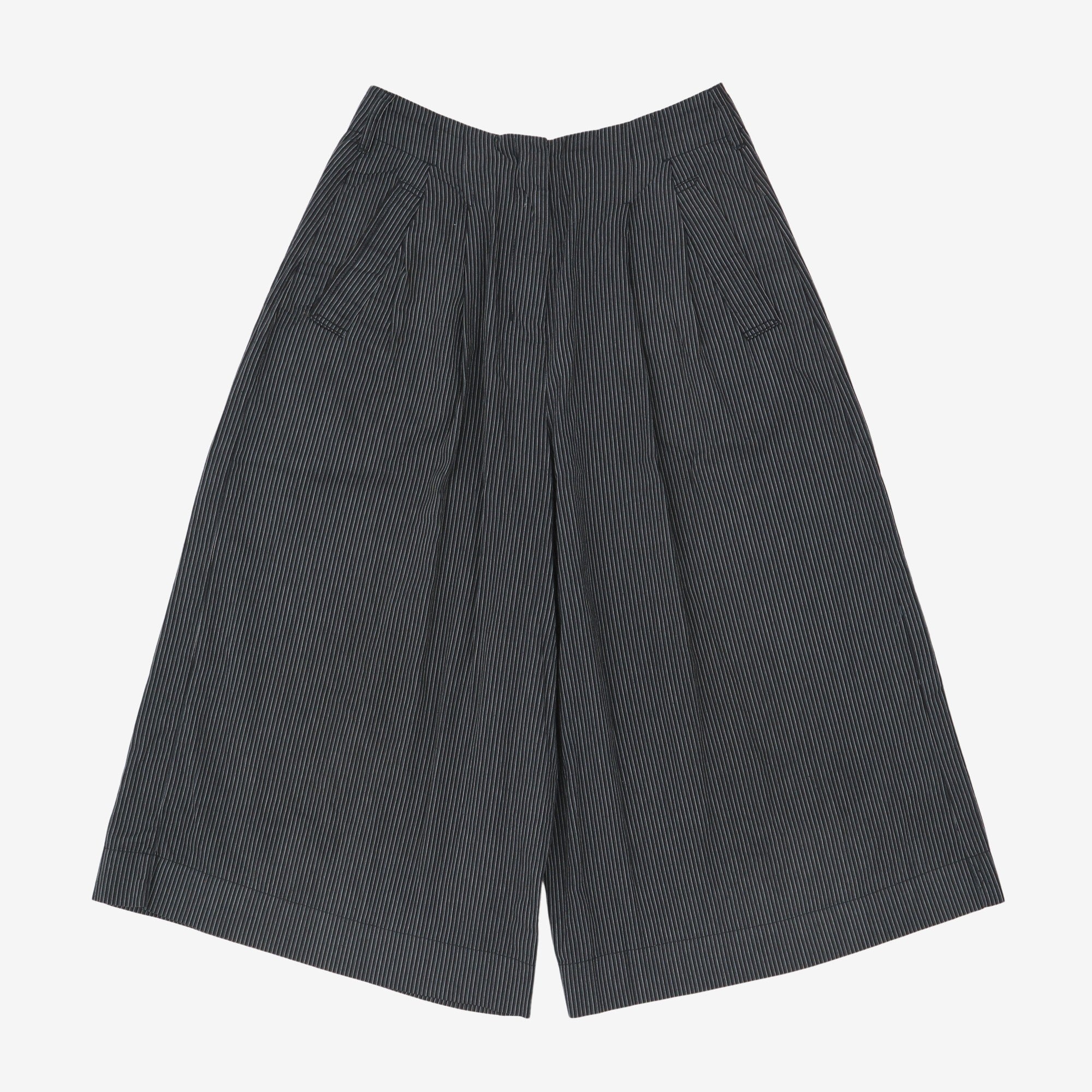 Three Quarter Pinstripe Wide Leg Trousers