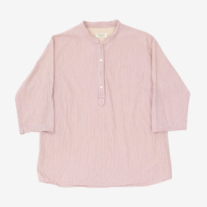 Striped Pullover Grandad Collar Shirt